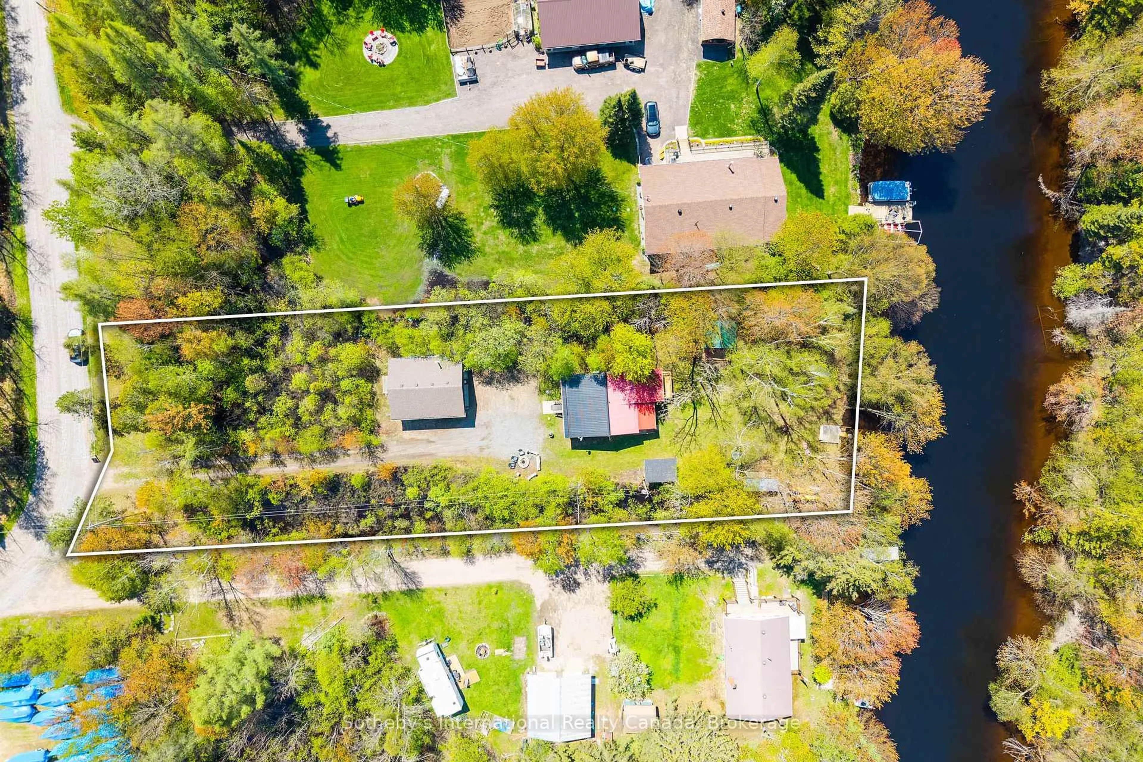 A pic from outside/outdoor area/front of a property/back of a property/a pic from drone, water/lake/river/ocean view for 29 Horseshoe Lane, Armour Ontario P0A 1J0