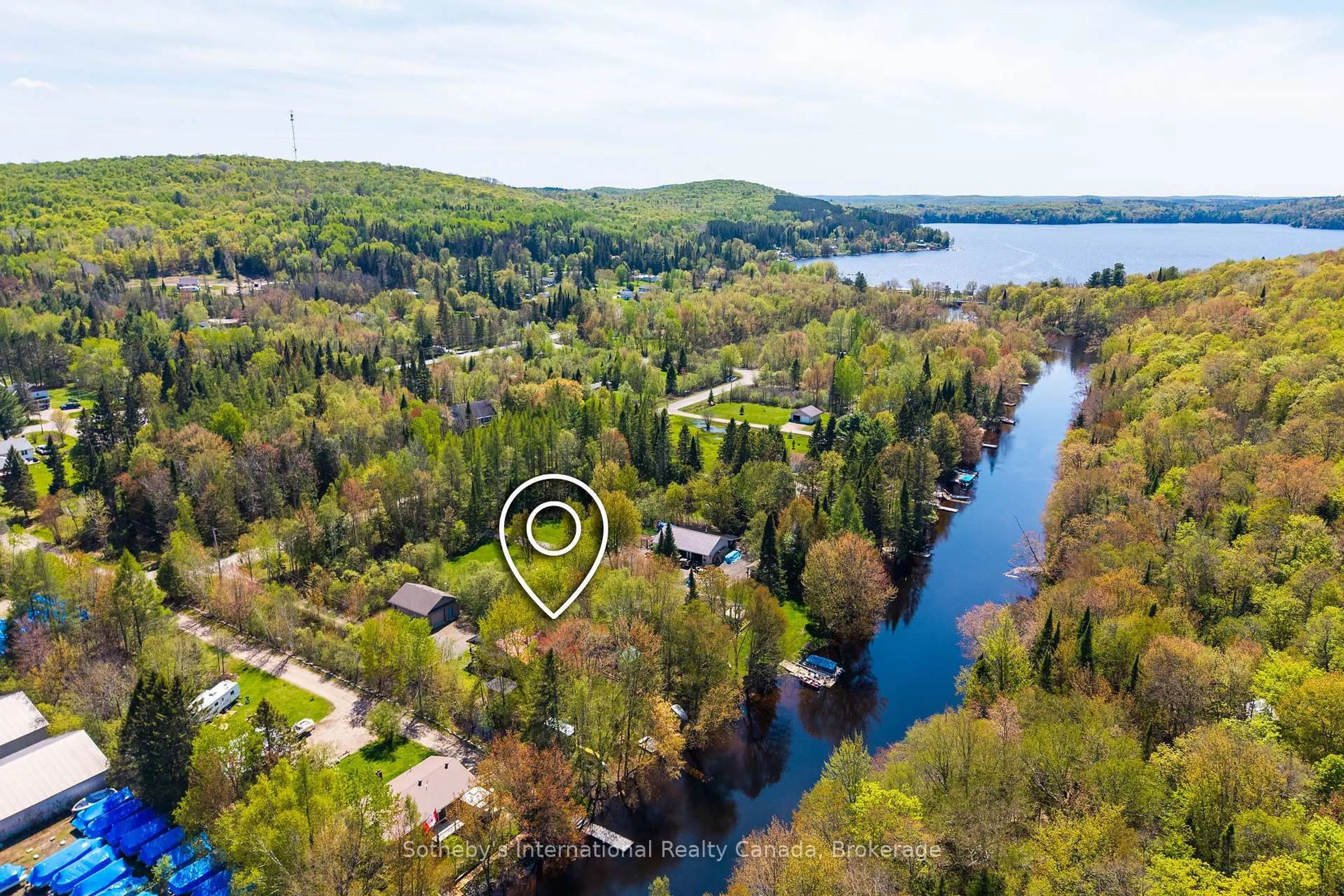 A pic from outside/outdoor area/front of a property/back of a property/a pic from drone, water/lake/river/ocean view for 29 Horseshoe Lane, Armour Ontario P0A 1J0