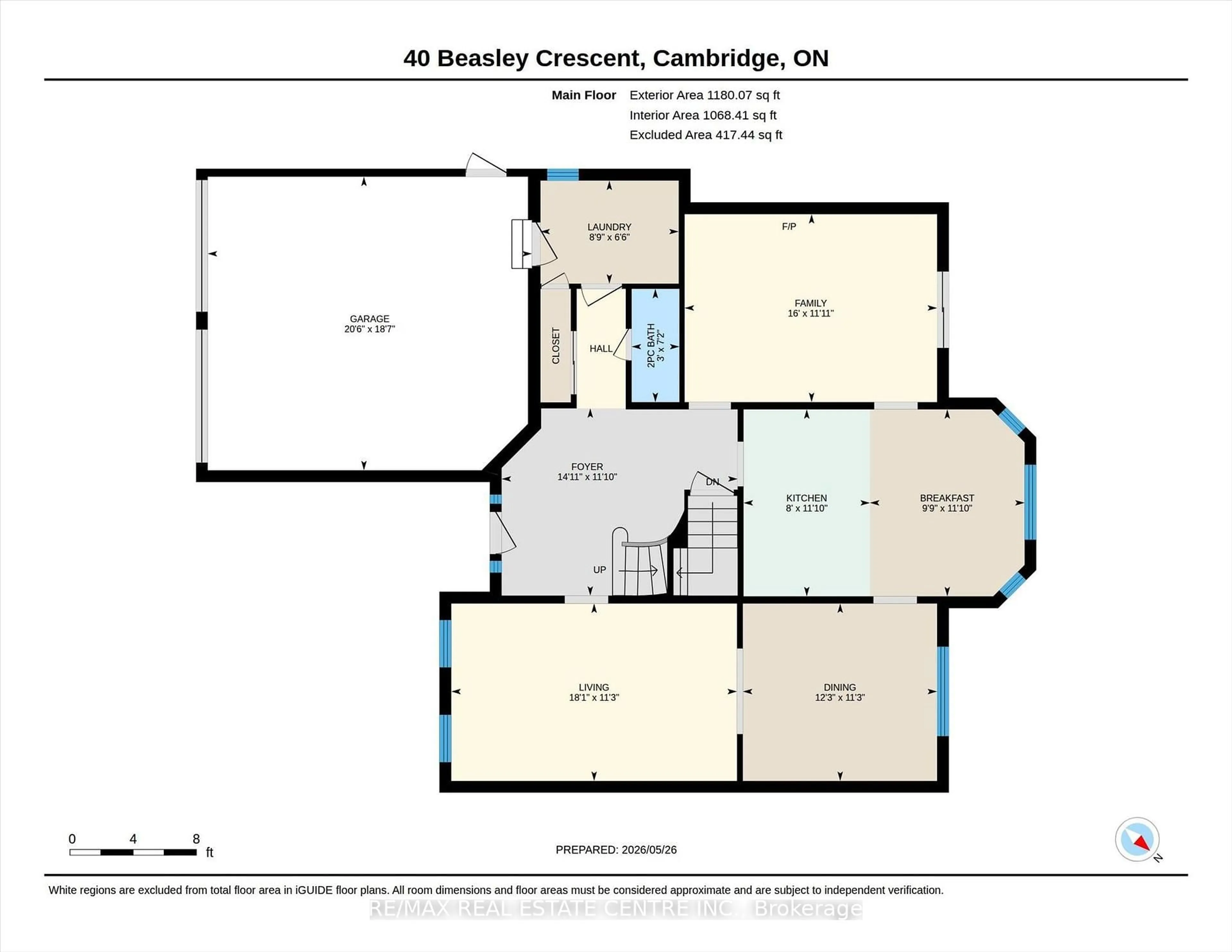 Floor plan for 40 Beasley Cres, Waterloo Ontario N1T 1K1