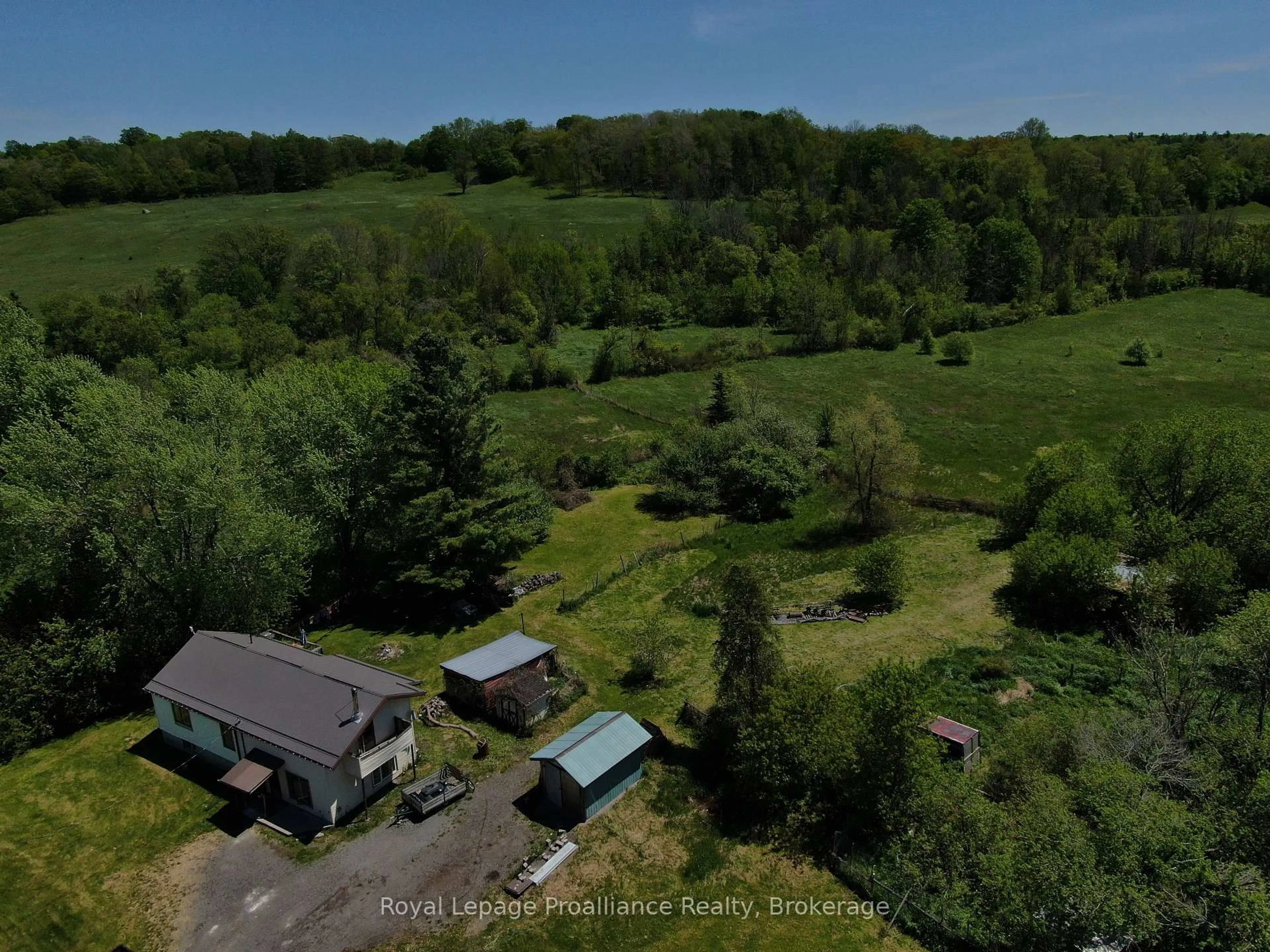 A pic from outside/outdoor area/front of a property/back of a property/a pic from drone, forest/trees view for 529 Gunter Settlement Rd, Quinte West Ontario K8V 5P6