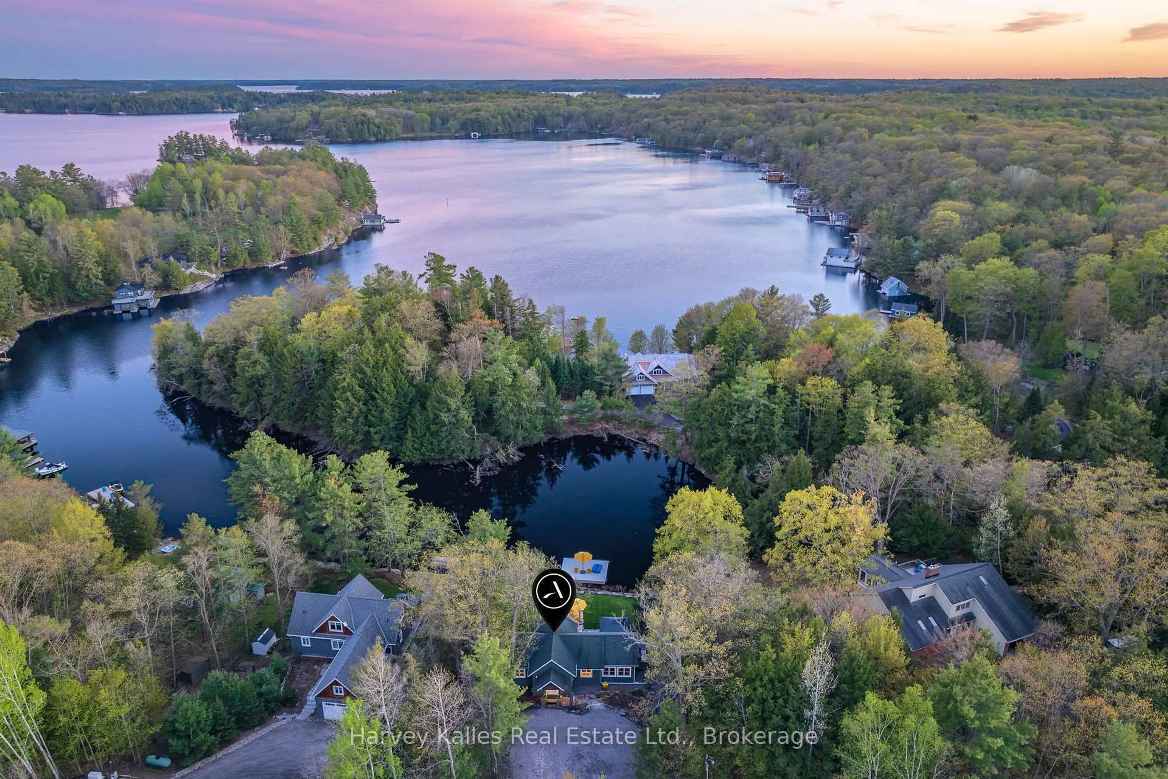 A pic from outside/outdoor area/front of a property/back of a property/a pic from drone, water/lake/river/ocean view for 2787 118 Muskoka Rd, Muskoka Lakes Ontario P0B 1J0