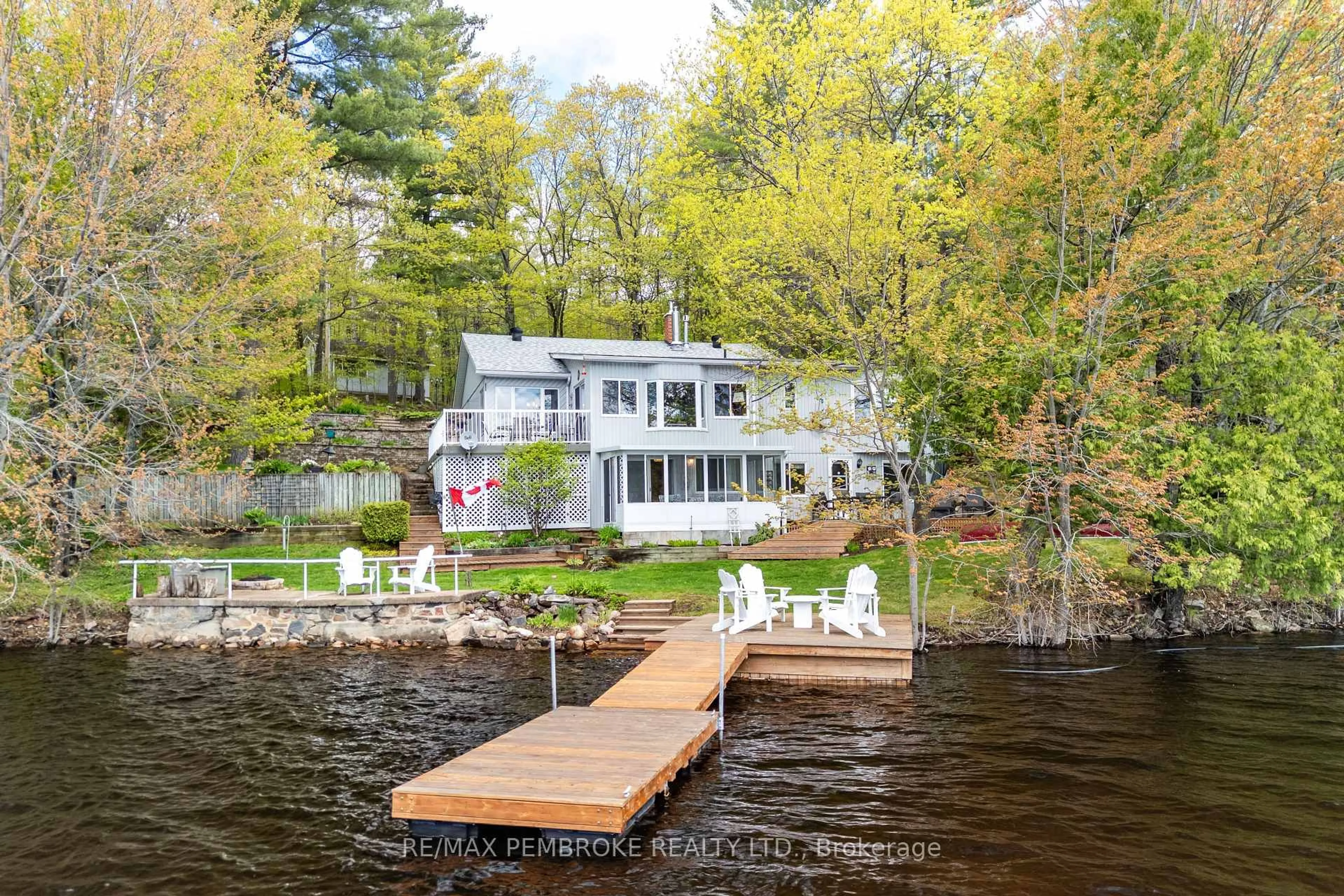 A pic from outside/outdoor area/front of a property/back of a property/a pic from drone, water/lake/river/ocean view for 93 Bilsborrow Tr, Petawawa Ontario K8H 2W8