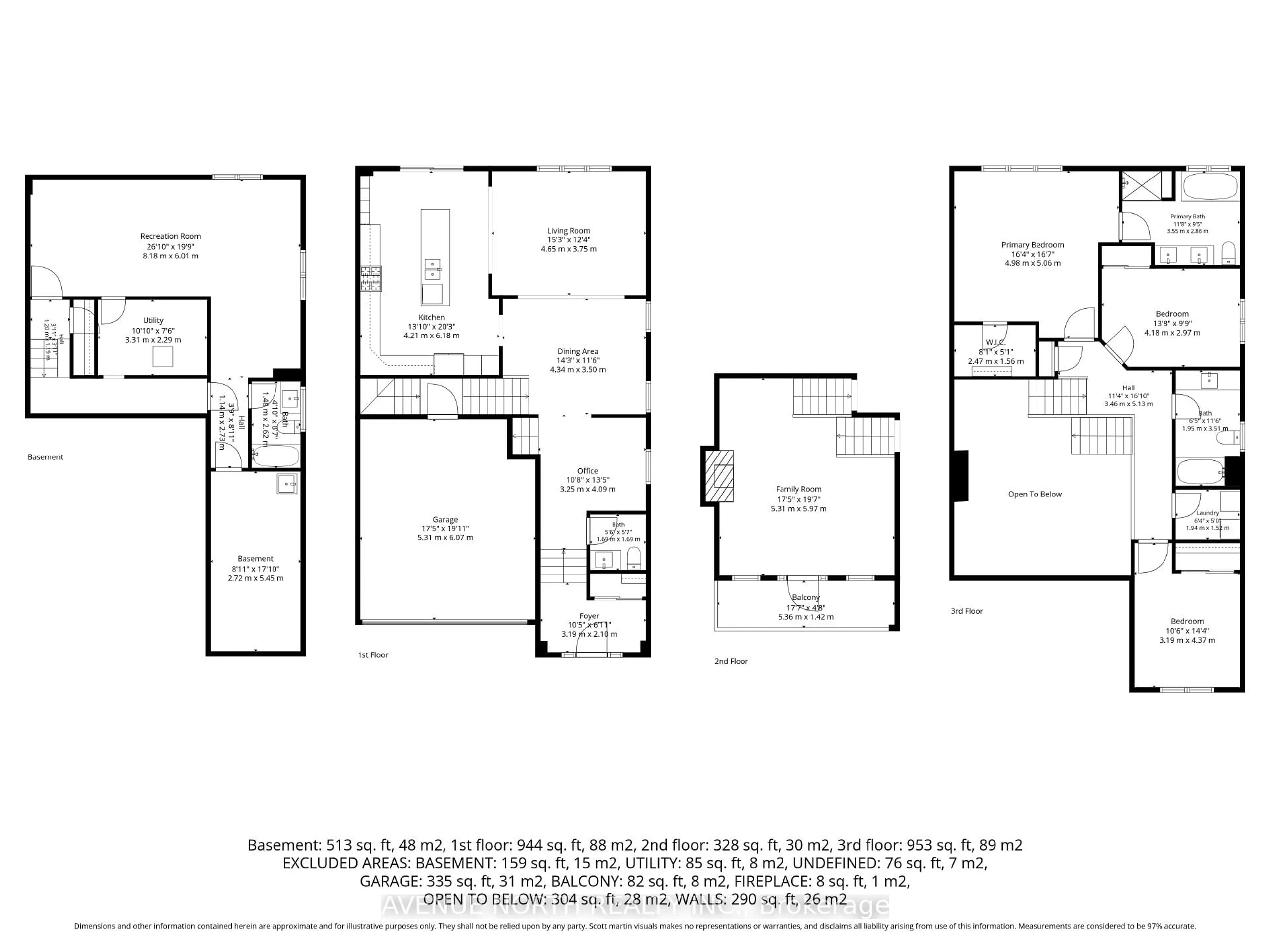Floor plan for 17 Fossa Terr, Ottawa Ontario K2J 6W4