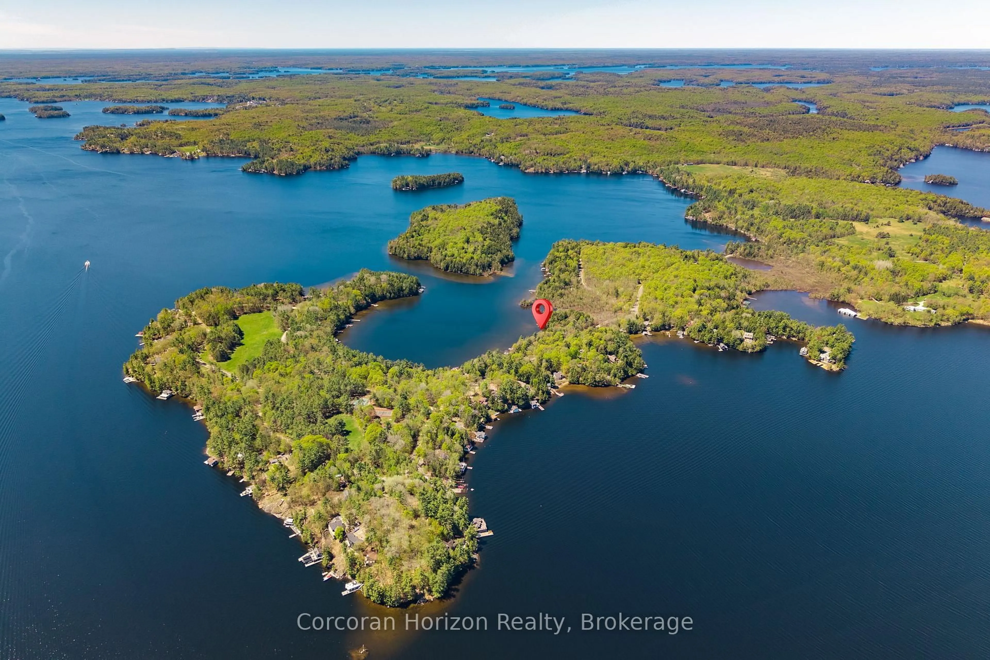 A pic from outside/outdoor area/front of a property/back of a property/a pic from drone, water/lake/river/ocean view for 1050 Fair-Lee Park Rd, Muskoka Lakes Ontario P0B 1G0