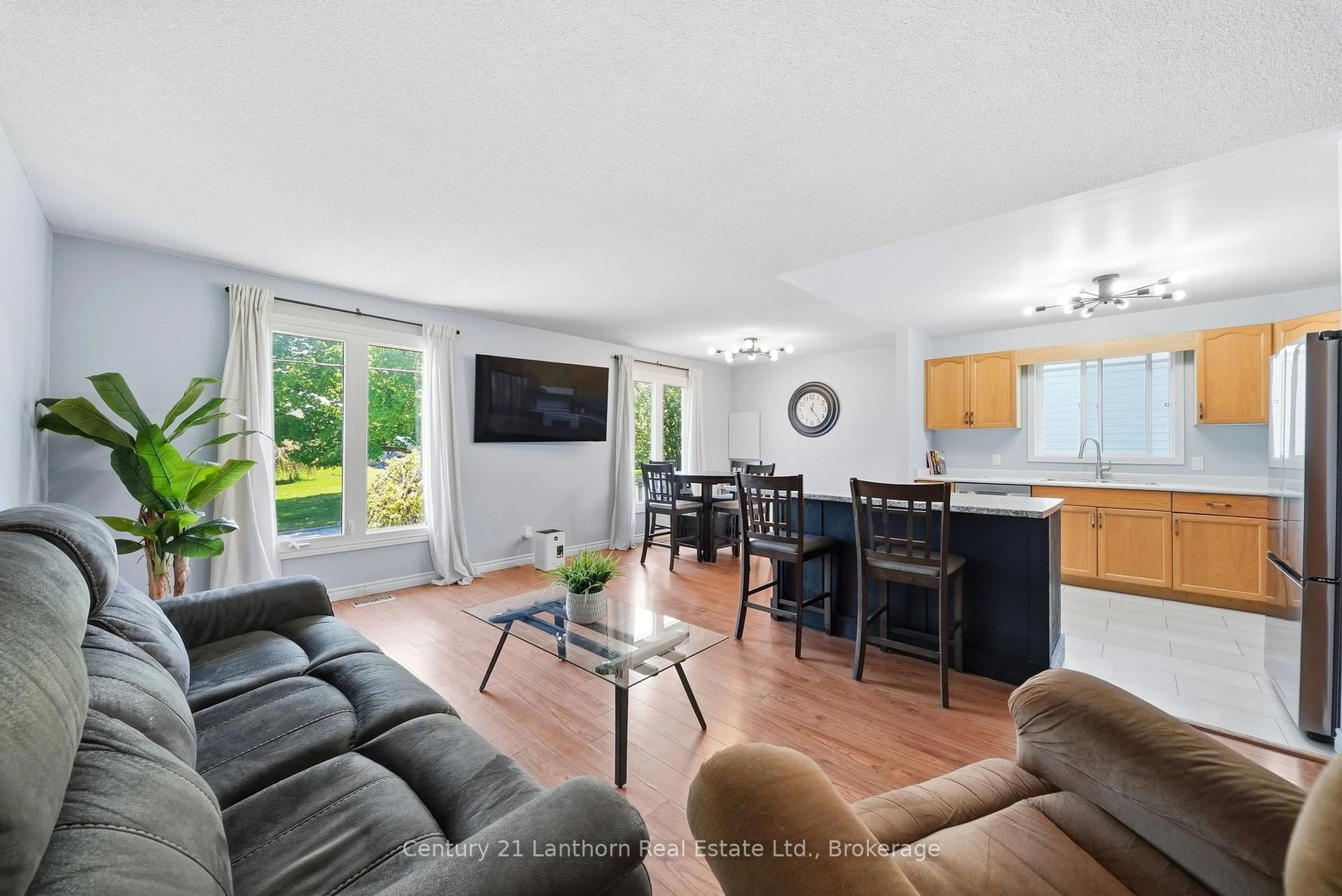 Living room with furniture, wood/laminate floor for 38 Alfred St, Quinte West Ontario K8V 2B1