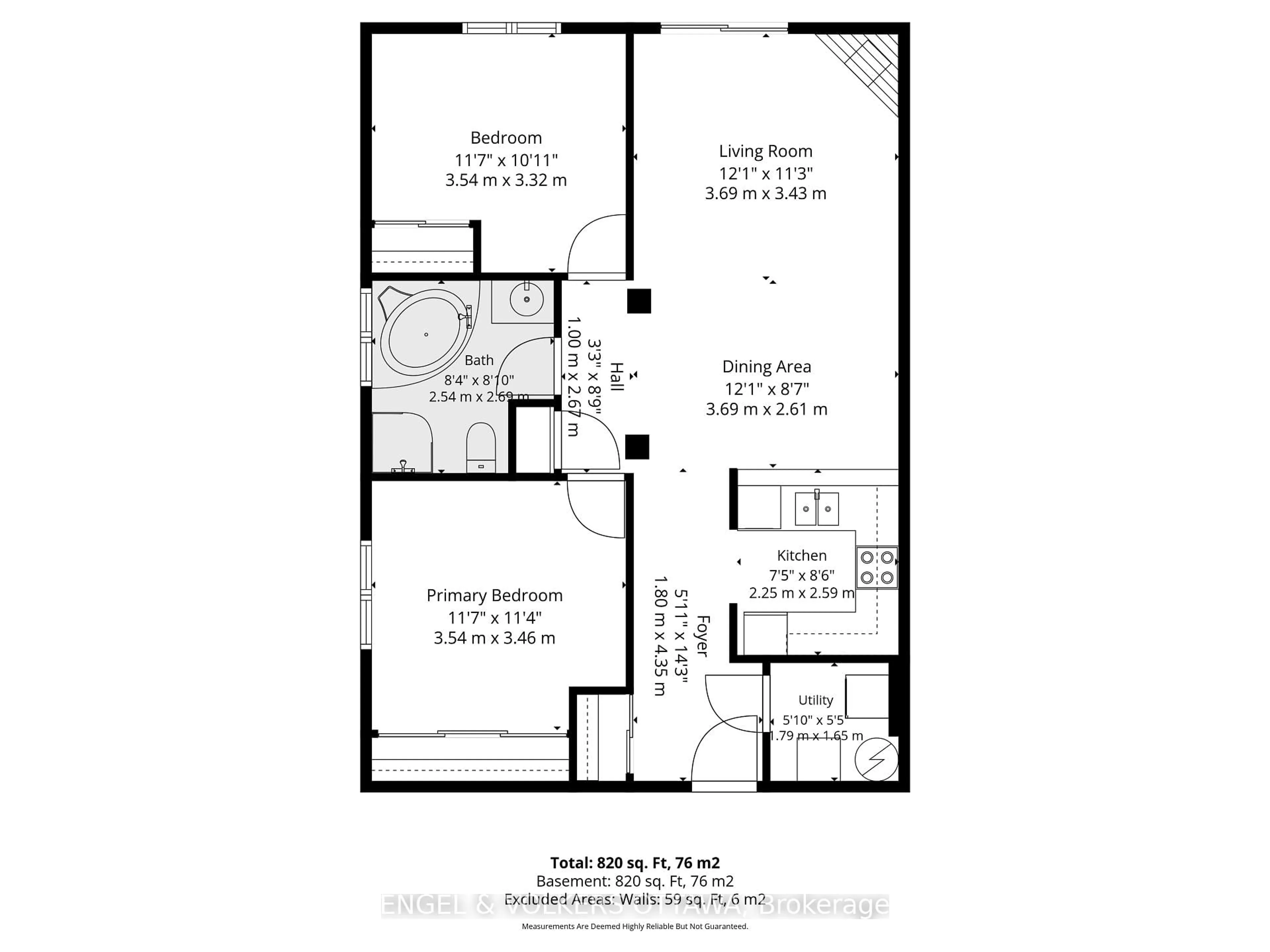 Floor plan for 711 Churchill Ave #401, Ottawa Ontario K1Z 7J9