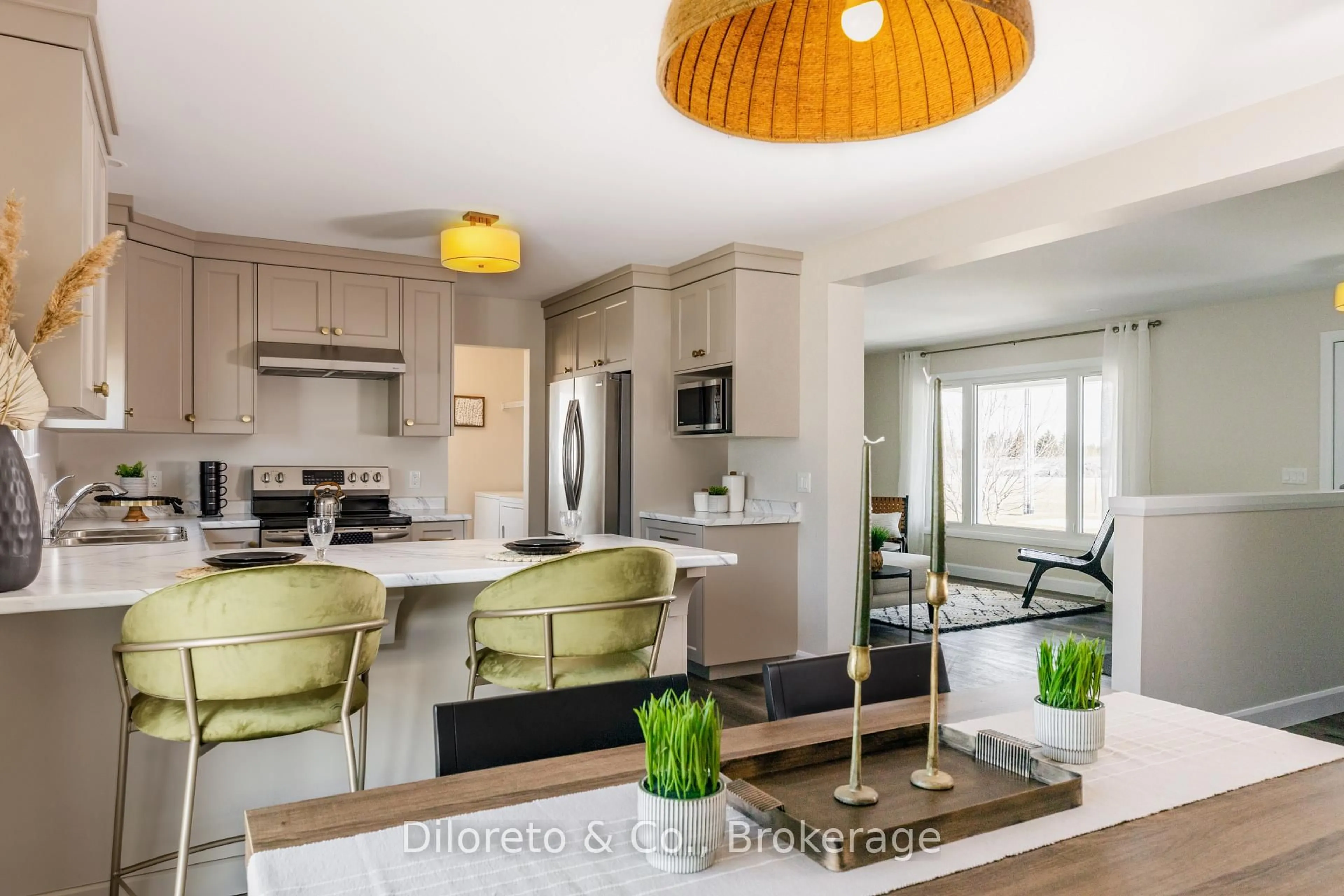Open concept kitchen, wood/laminate floor for 7307 Sideroad 5 #A, Wellington North Ontario N0G 2E0