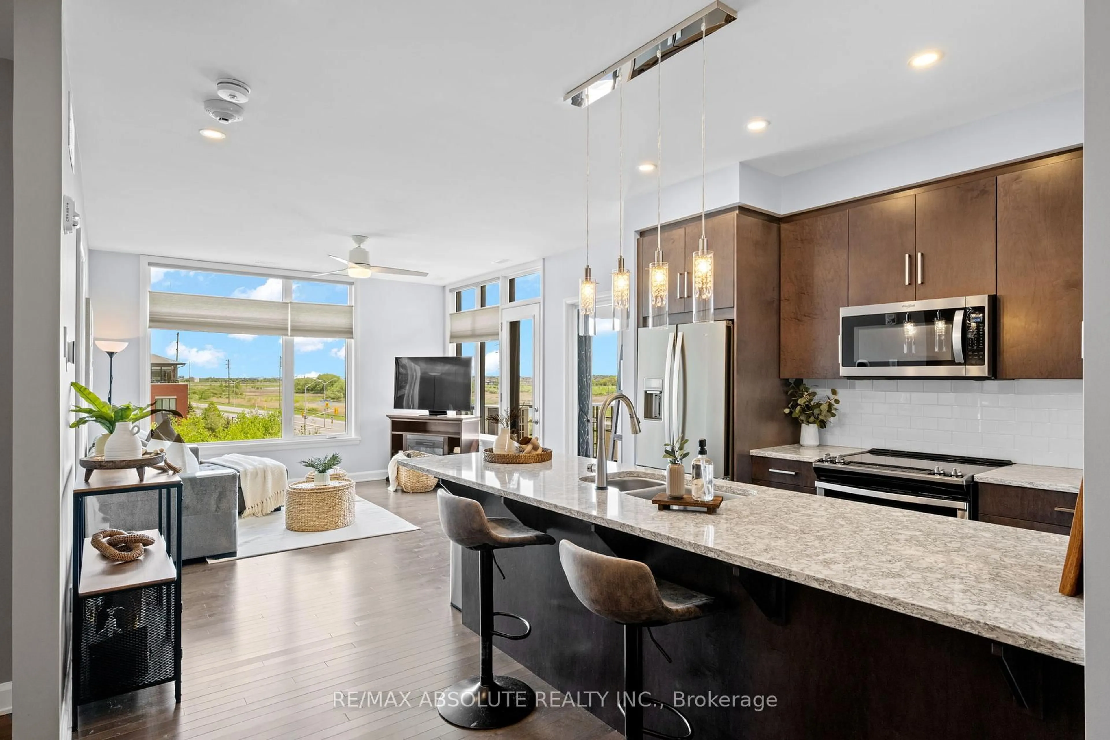 Open concept kitchen, ceramic/tile floor for 170 Boundstone Way #304, Ottawa Ontario K2T 0M8