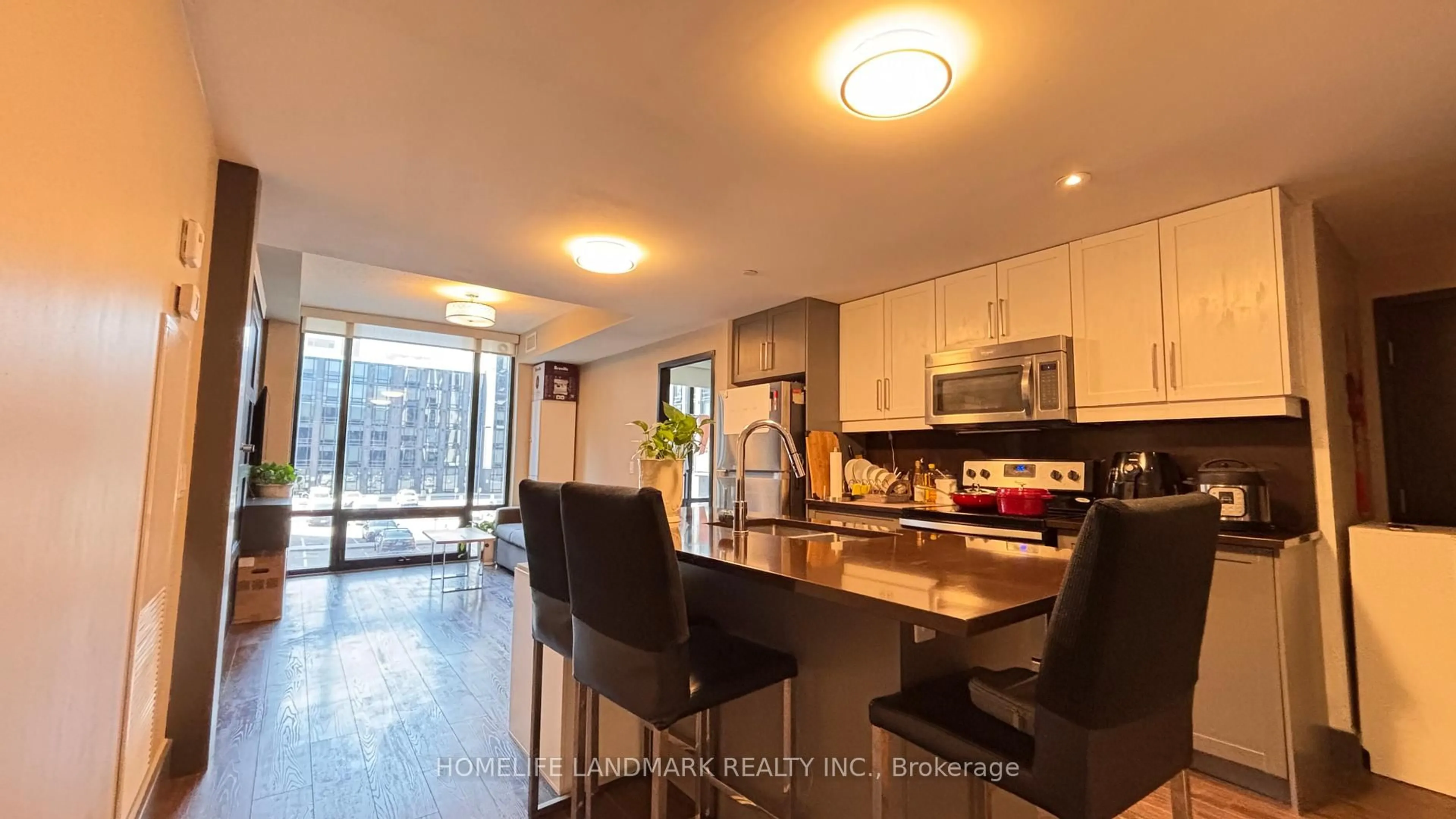 Open concept kitchen, ceramic/tile floor for 330 PHILLIP St #N217, Waterloo Ontario N2L 3W9