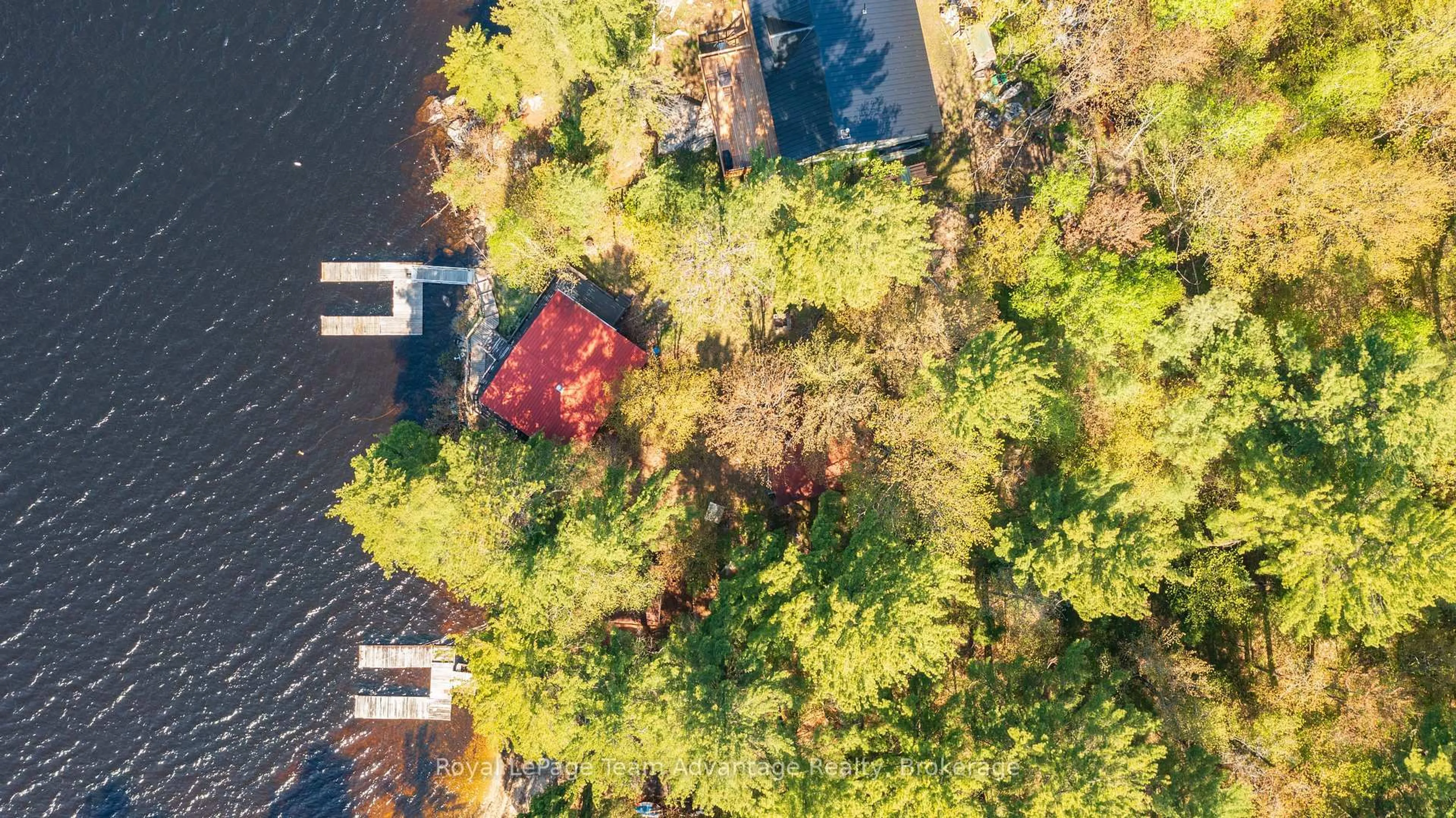 A pic from outside/outdoor area/front of a property/back of a property/a pic from drone, water/lake/river/ocean view for 74 Harris Lake Water, Parry Sound Remote Area Ontario P0G 1K0
