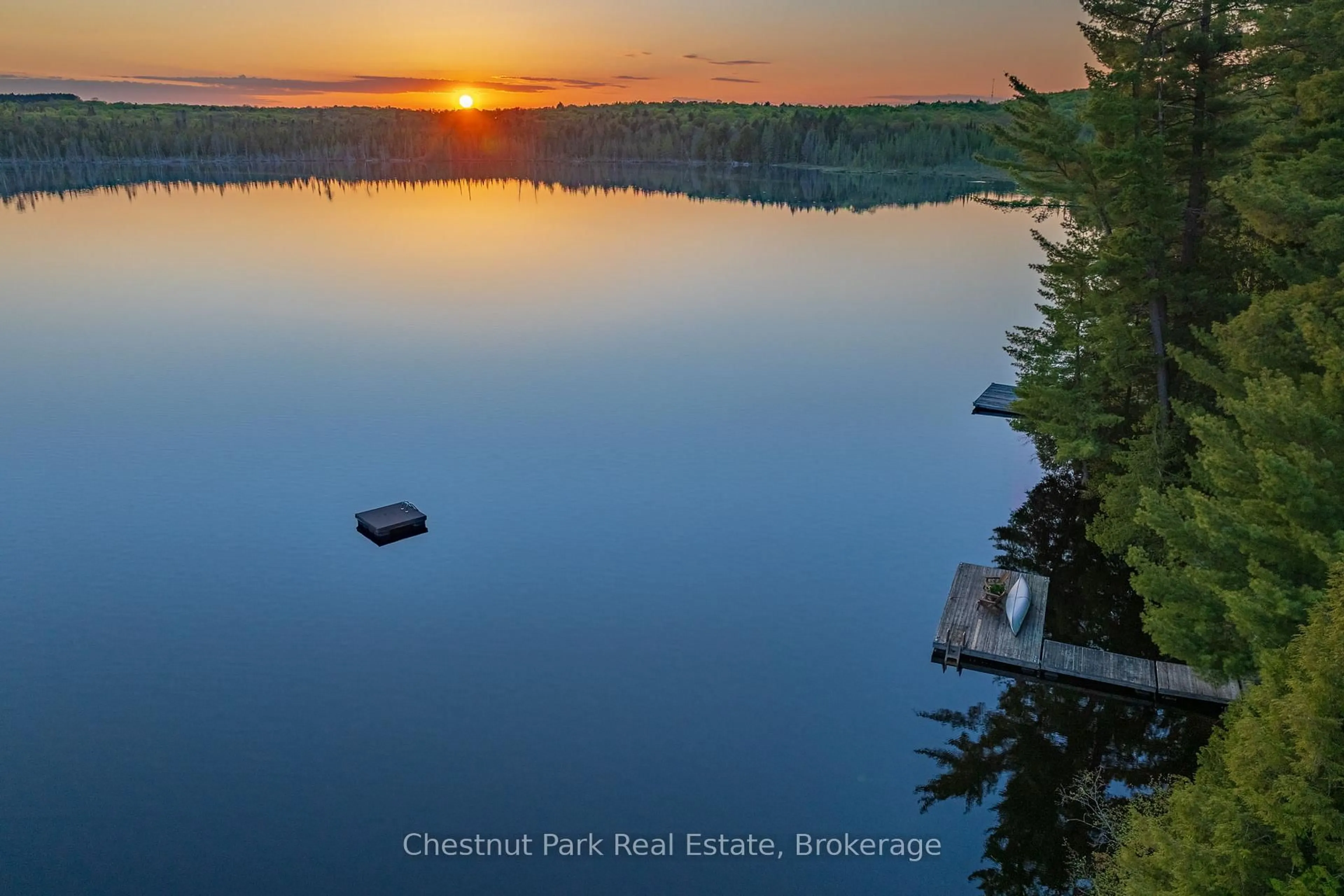 A pic from outside/outdoor area/front of a property/back of a property/a pic from drone, water/lake/river/ocean view for 132 Pinedale Rd, Perry Ontario P0A 1R0