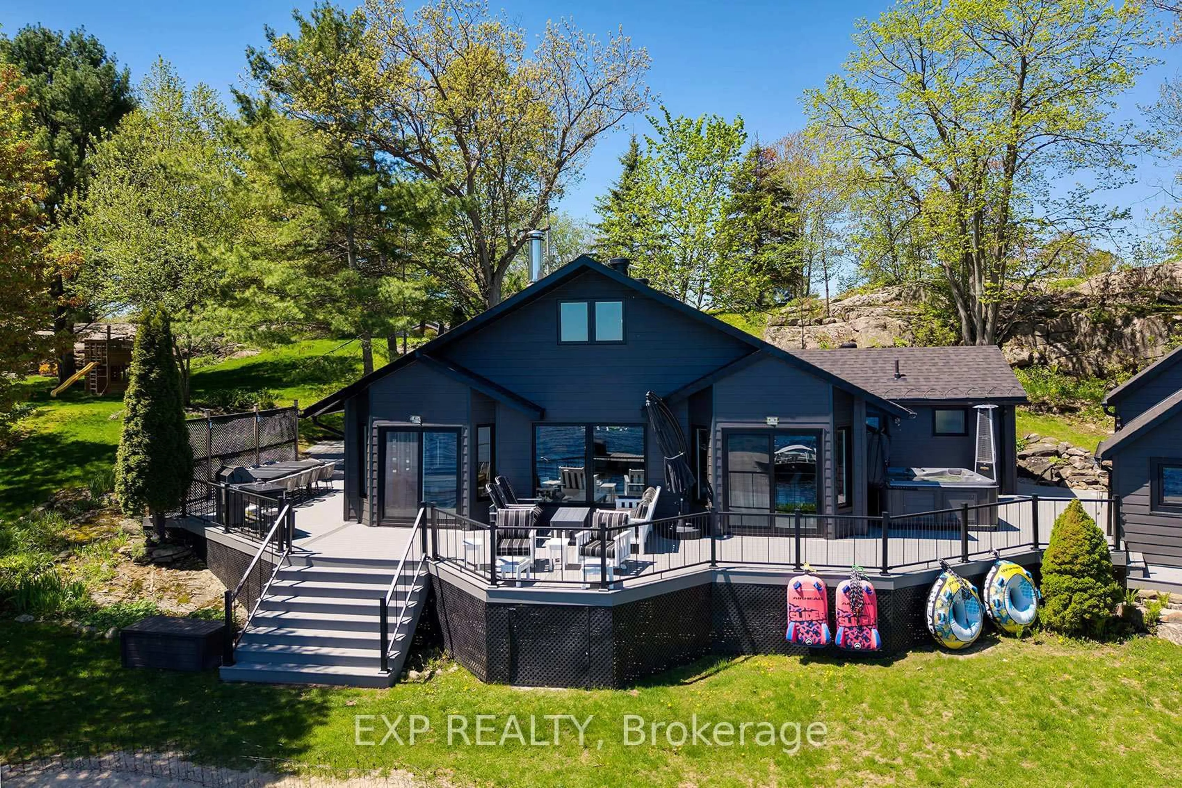 A pic from outside/outdoor area/front of a property/back of a property/a pic from drone, water/lake/river/ocean view for 169 Lodge Rd, Georgian Bay Ontario L0K 1S0