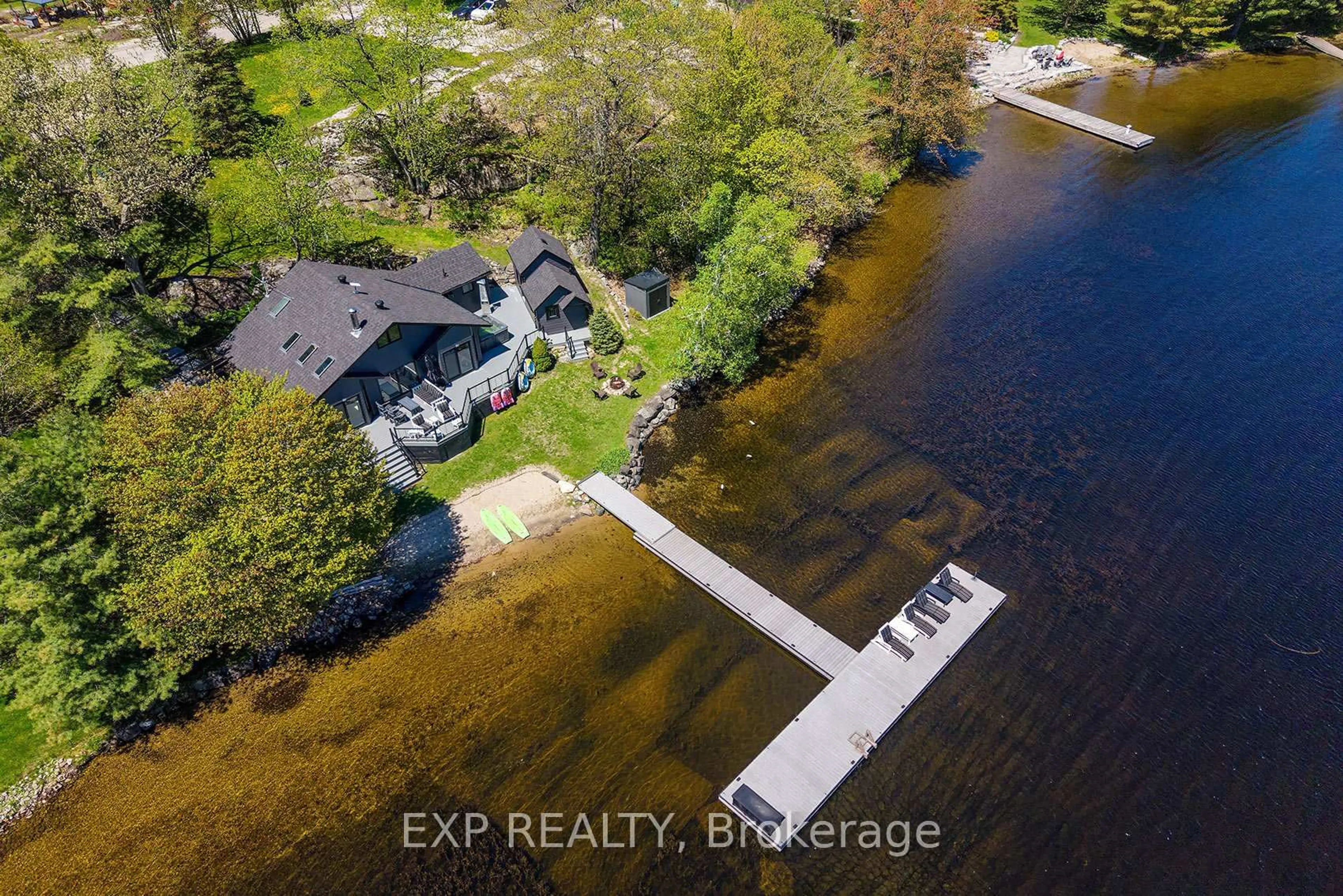 A pic from outside/outdoor area/front of a property/back of a property/a pic from drone, water/lake/river/ocean view for 169 Lodge Rd, Georgian Bay Ontario L0K 1S0