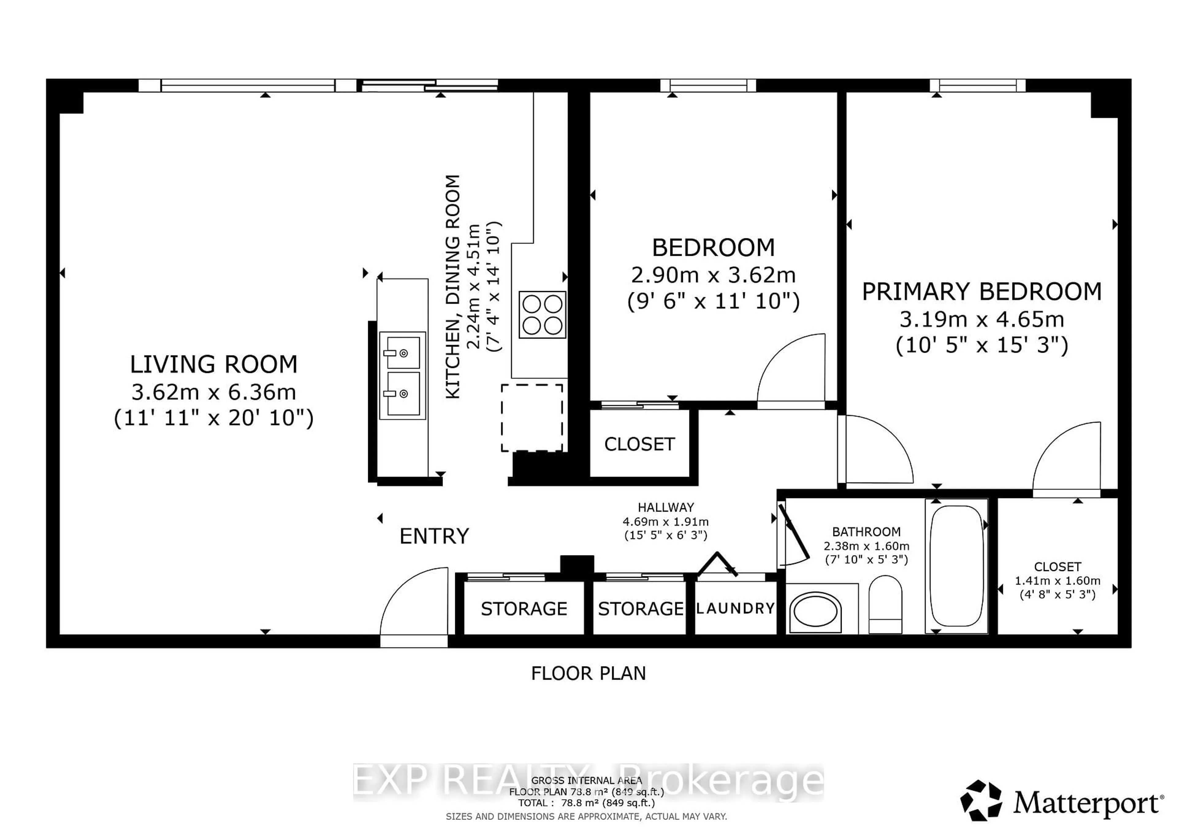 Floor plan for 6390 Huggins St #407, Niagara Falls Ontario L2J 1H1