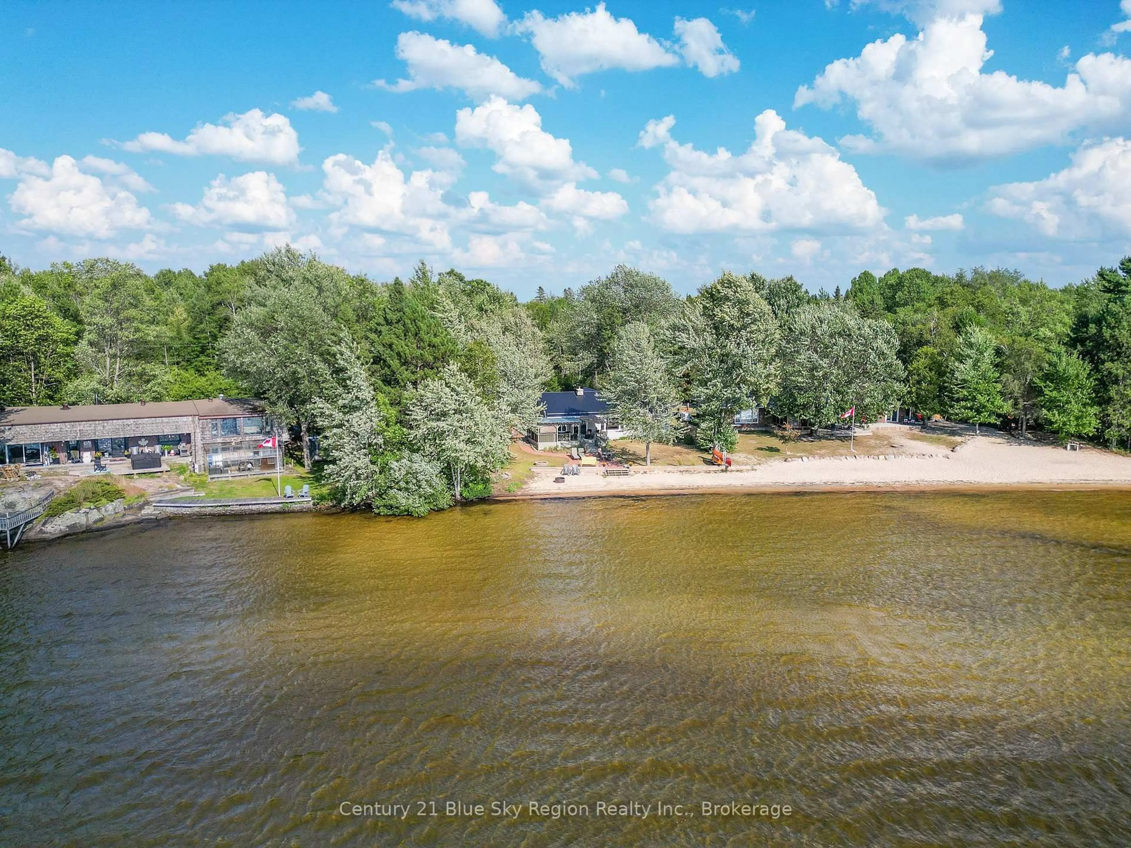 A pic from outside/outdoor area/front of a property/back of a property/a pic from drone, water/lake/river/ocean view for 63 Westview Dr, Callander Ontario P0H 1H0