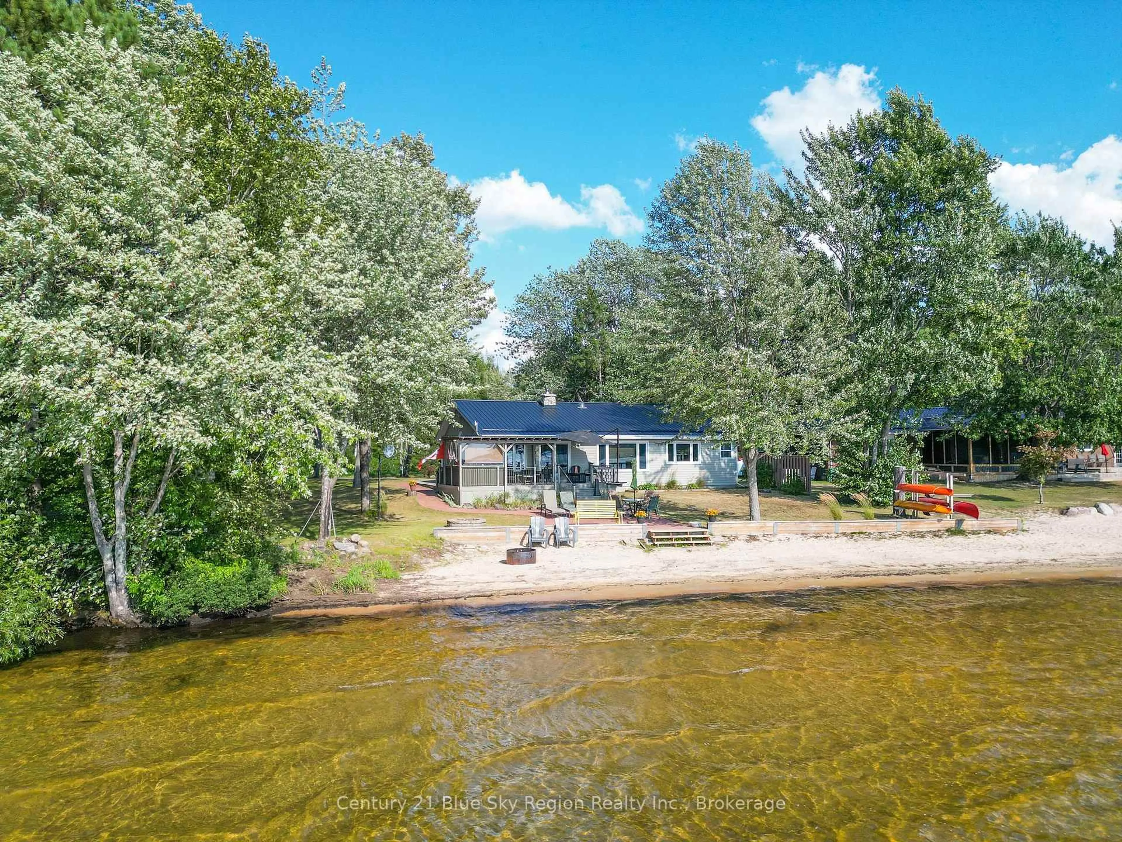 A pic from outside/outdoor area/front of a property/back of a property/a pic from drone, water/lake/river/ocean view for 63 Westview Dr, Callander Ontario P0H 1H0