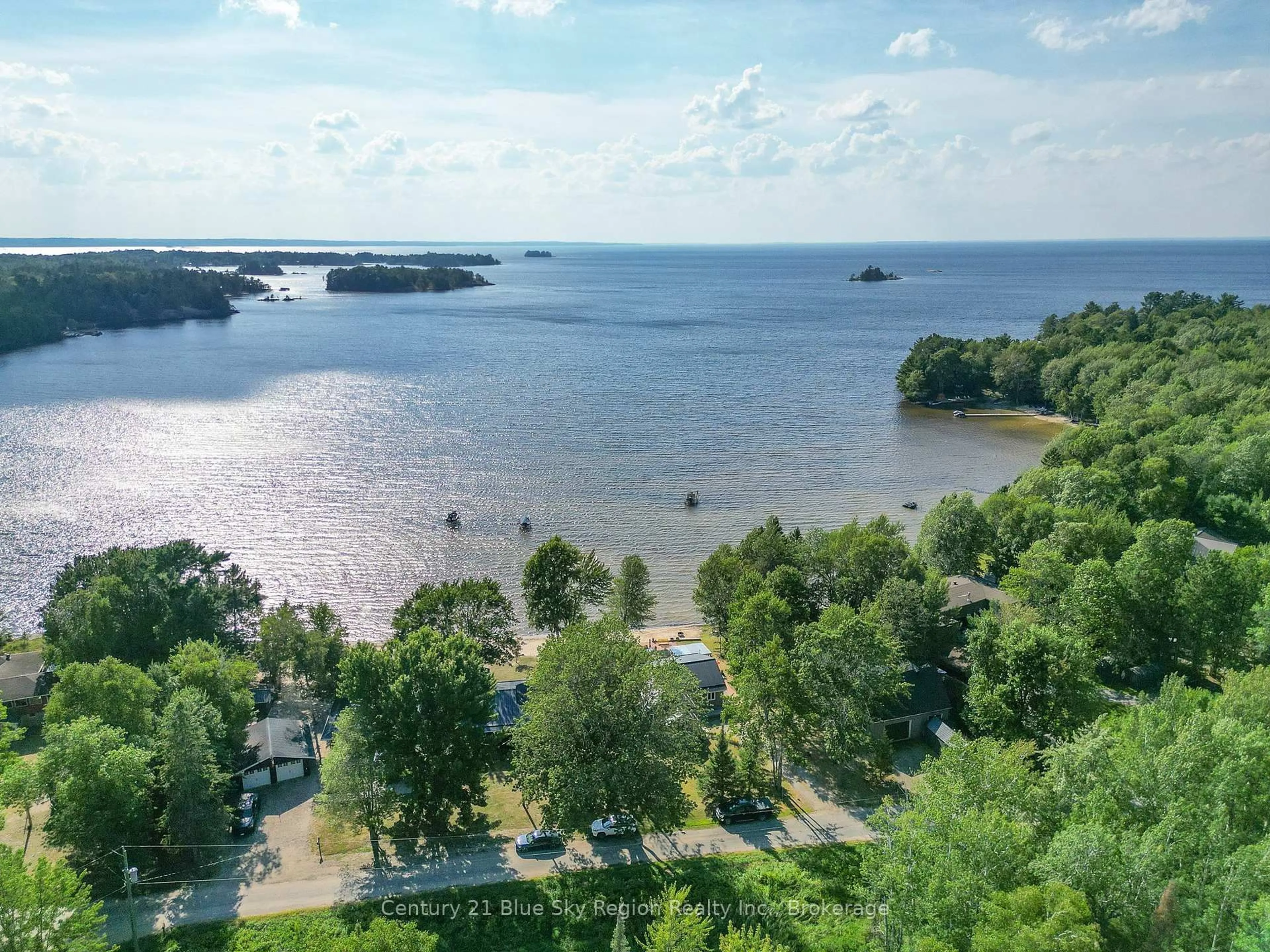 A pic from outside/outdoor area/front of a property/back of a property/a pic from drone, water/lake/river/ocean view for 63 Westview Dr, Callander Ontario P0H 1H0