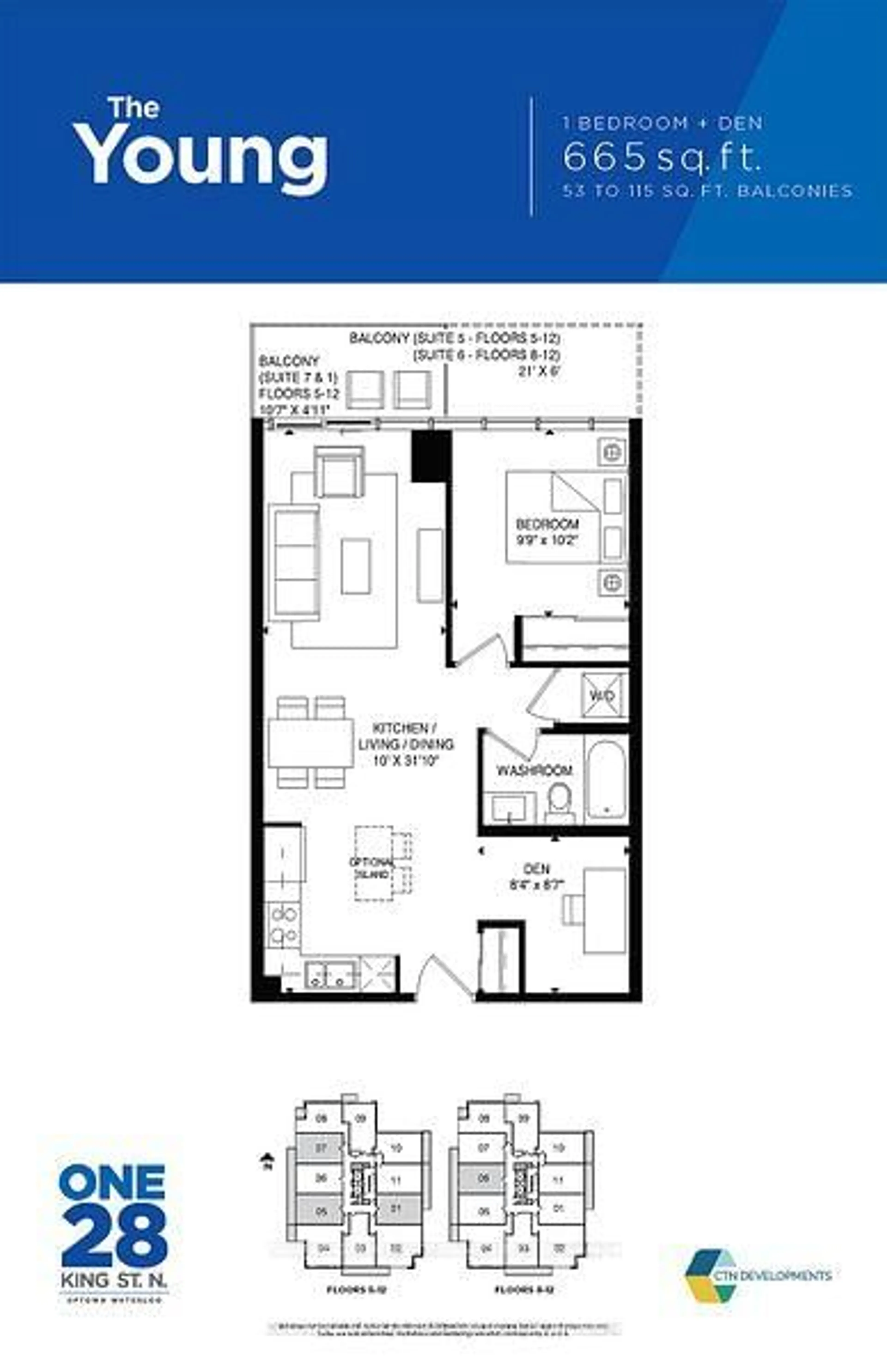 Floor plan for 128 King St #905, Waterloo Ontario N2J 0E9