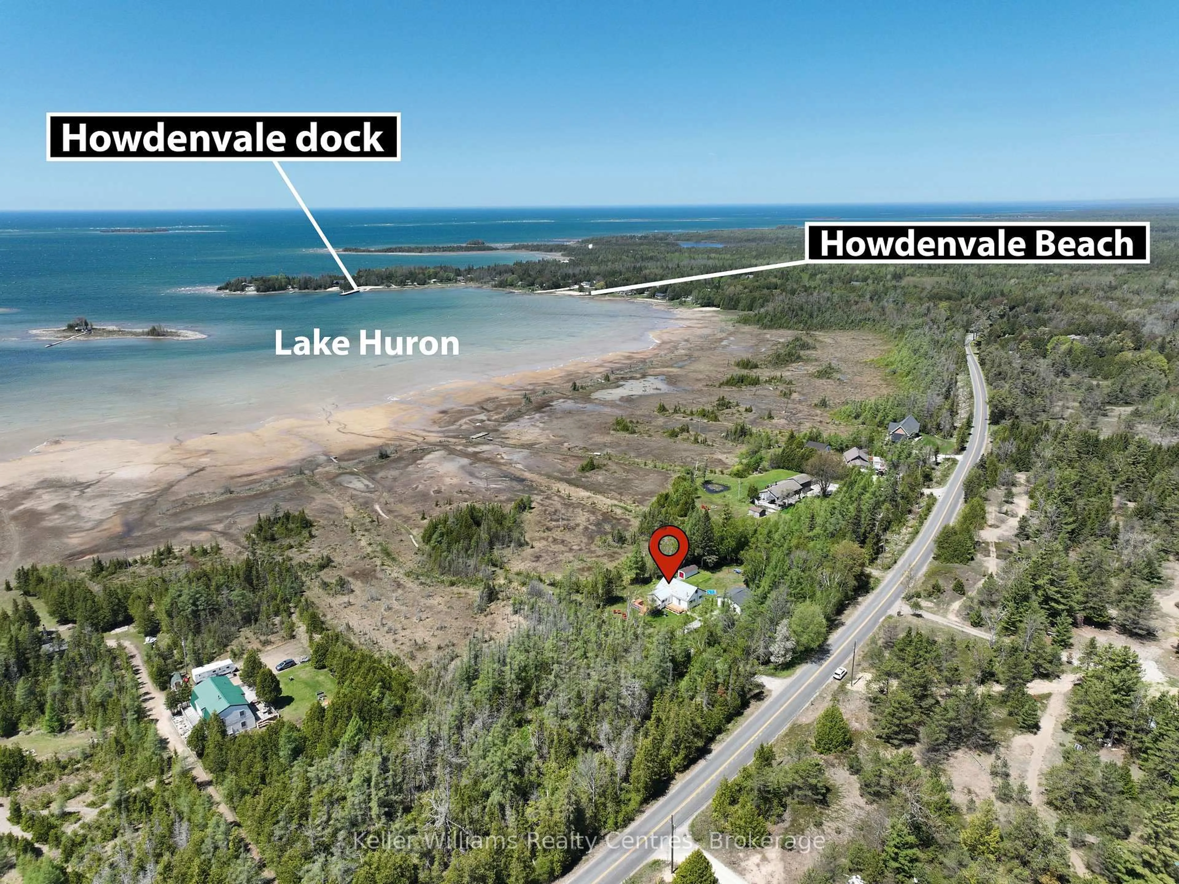 A pic from outside/outdoor area/front of a property/back of a property/a pic from drone, water/lake/river/ocean view for 621 Huron Rd, South Bruce Peninsula Ontario N0H 2T0