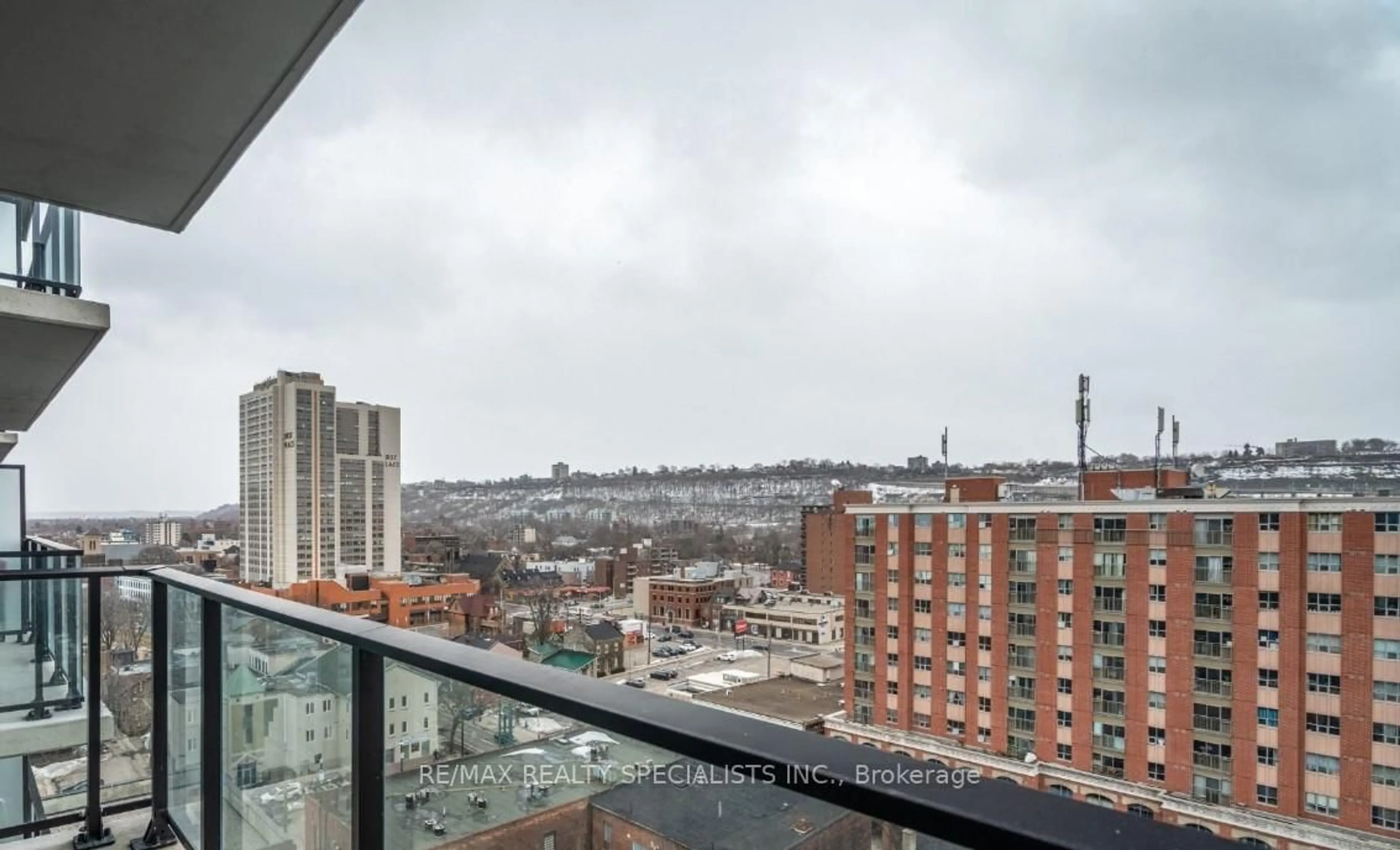 Balcony in the apartment, city buildings view from balcony for 1 Jarvis St #1206, Hamilton Ontario L8R 3J2