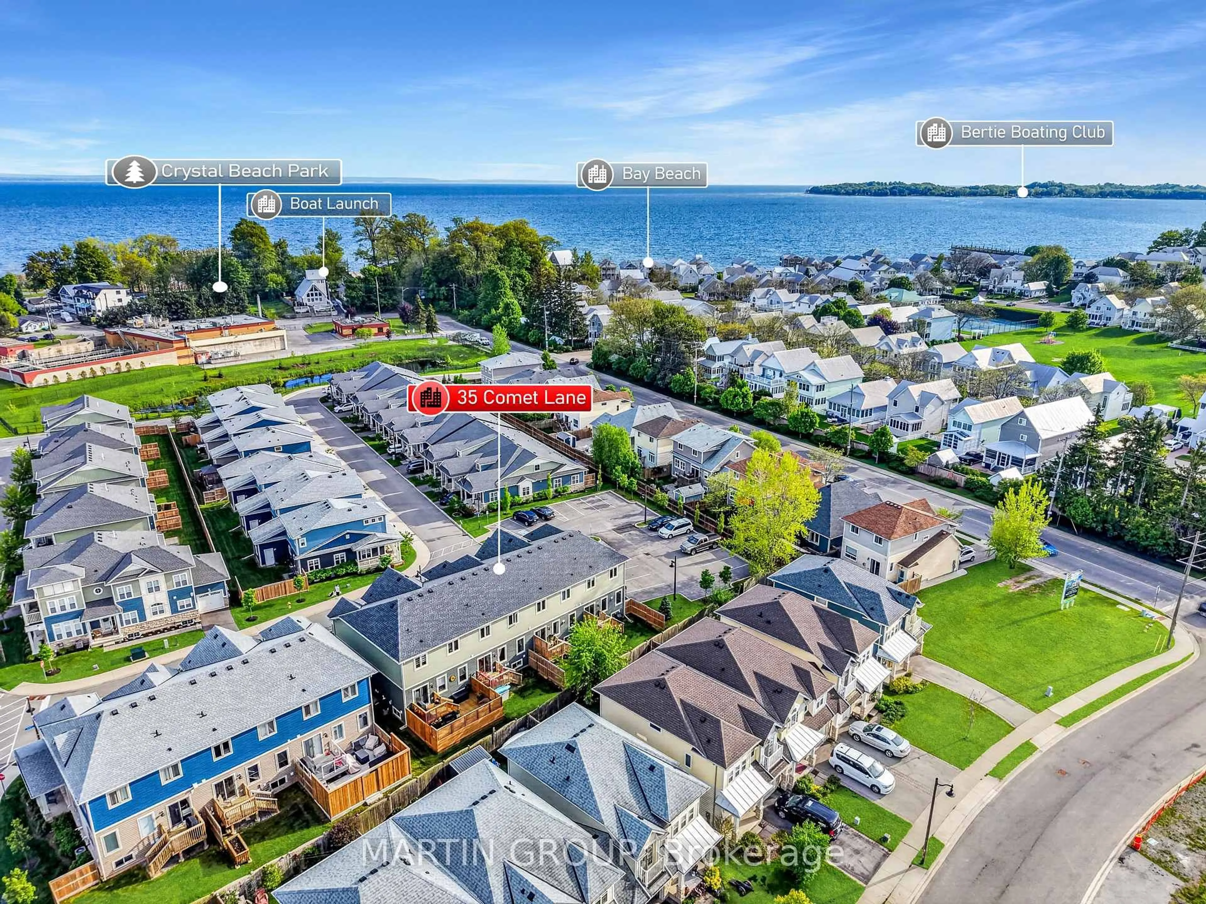 A pic from outside/outdoor area/front of a property/back of a property/a pic from drone, water/lake/river/ocean view for 35 Comet Lane, Fort Erie Ontario L0S 1B0