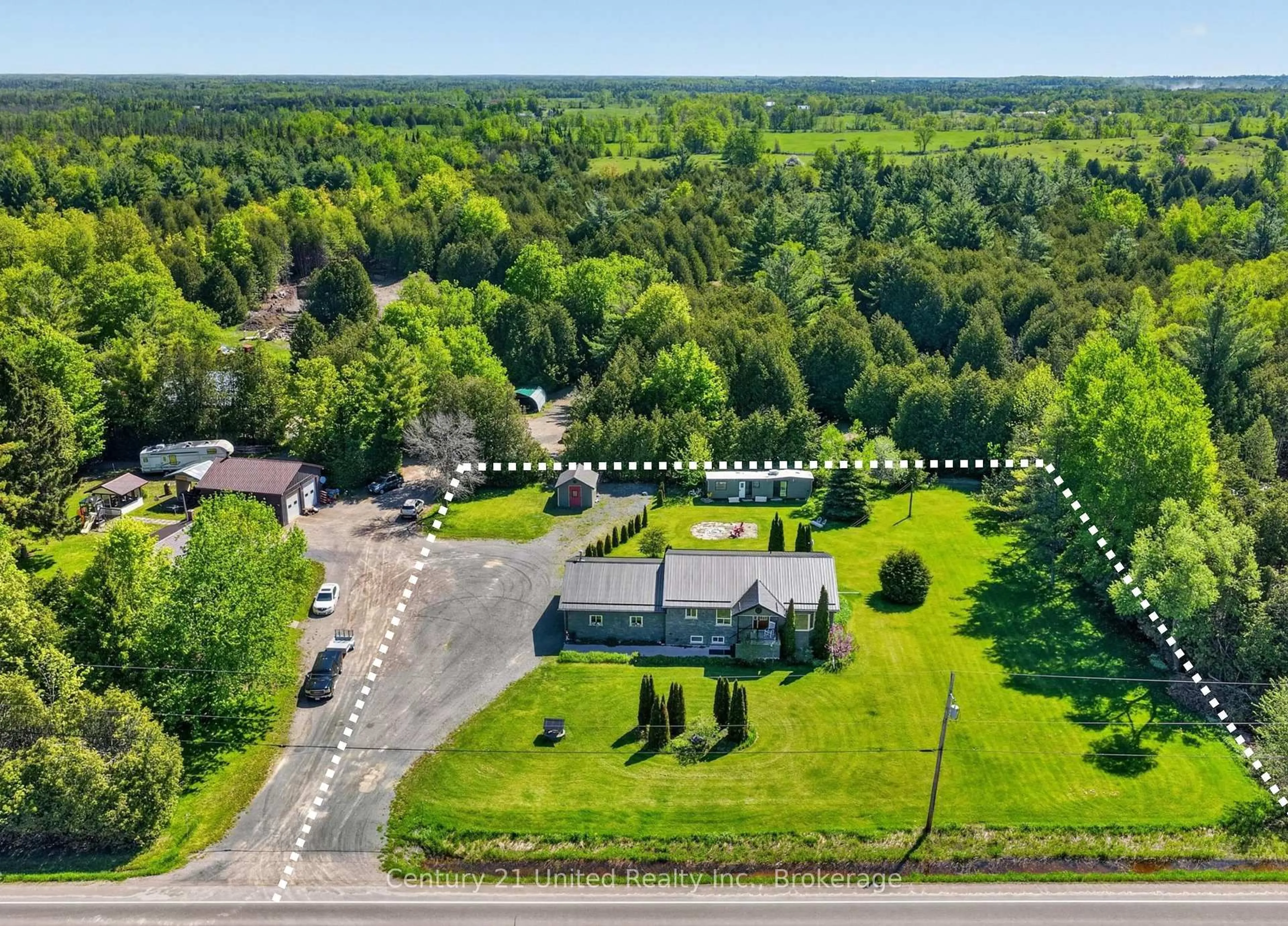 A pic from outside/outdoor area/front of a property/back of a property/a pic from drone, forest/trees view for 443 County Road 40 Rd, Asphodel-Norwood Ontario K0L 2V0