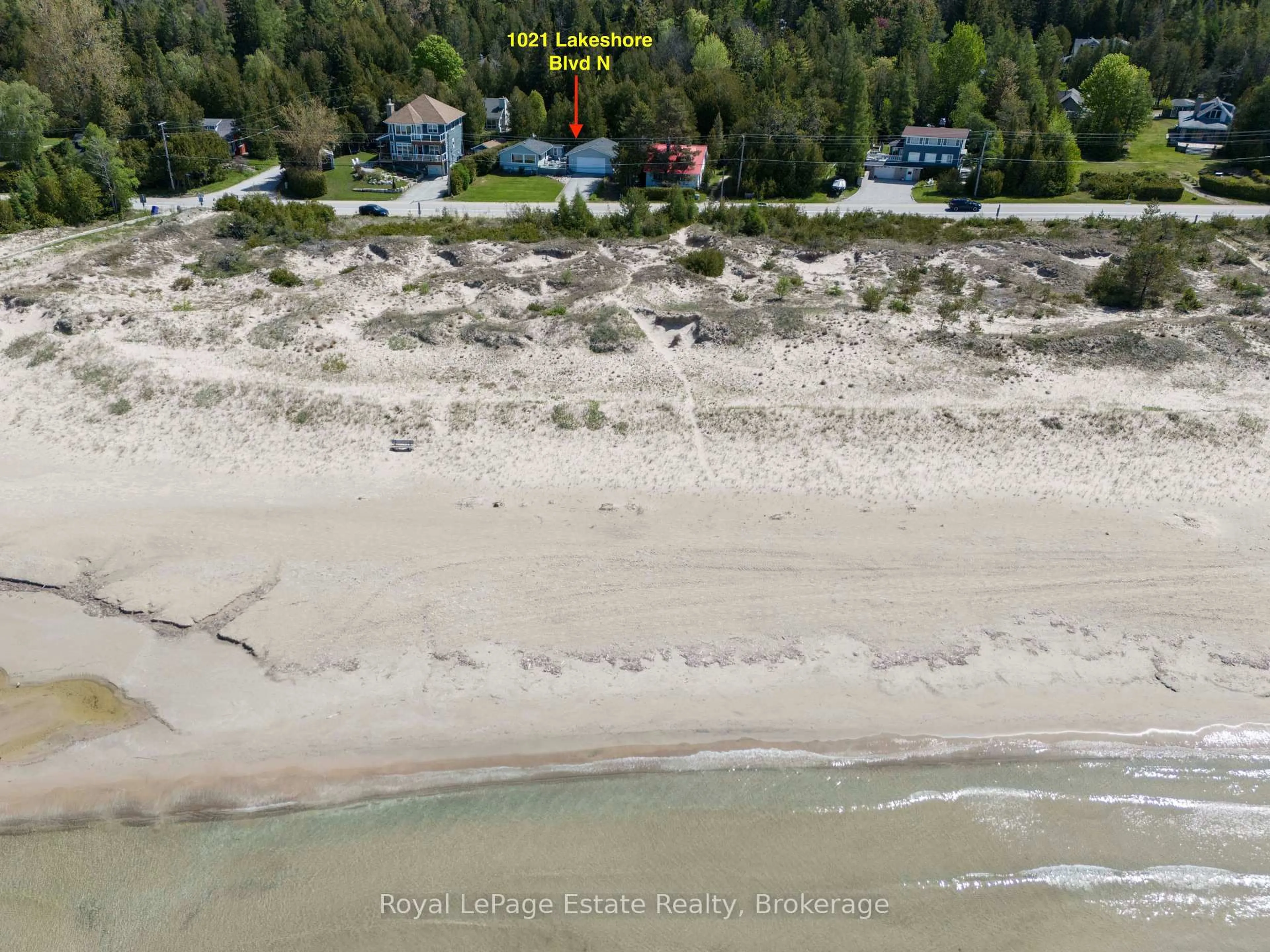 A pic from outside/outdoor area/front of a property/back of a property/a pic from drone, water/lake/river/ocean view for 1021 Lakeshore Blvd, South Bruce Peninsula Ontario N0H 2G0