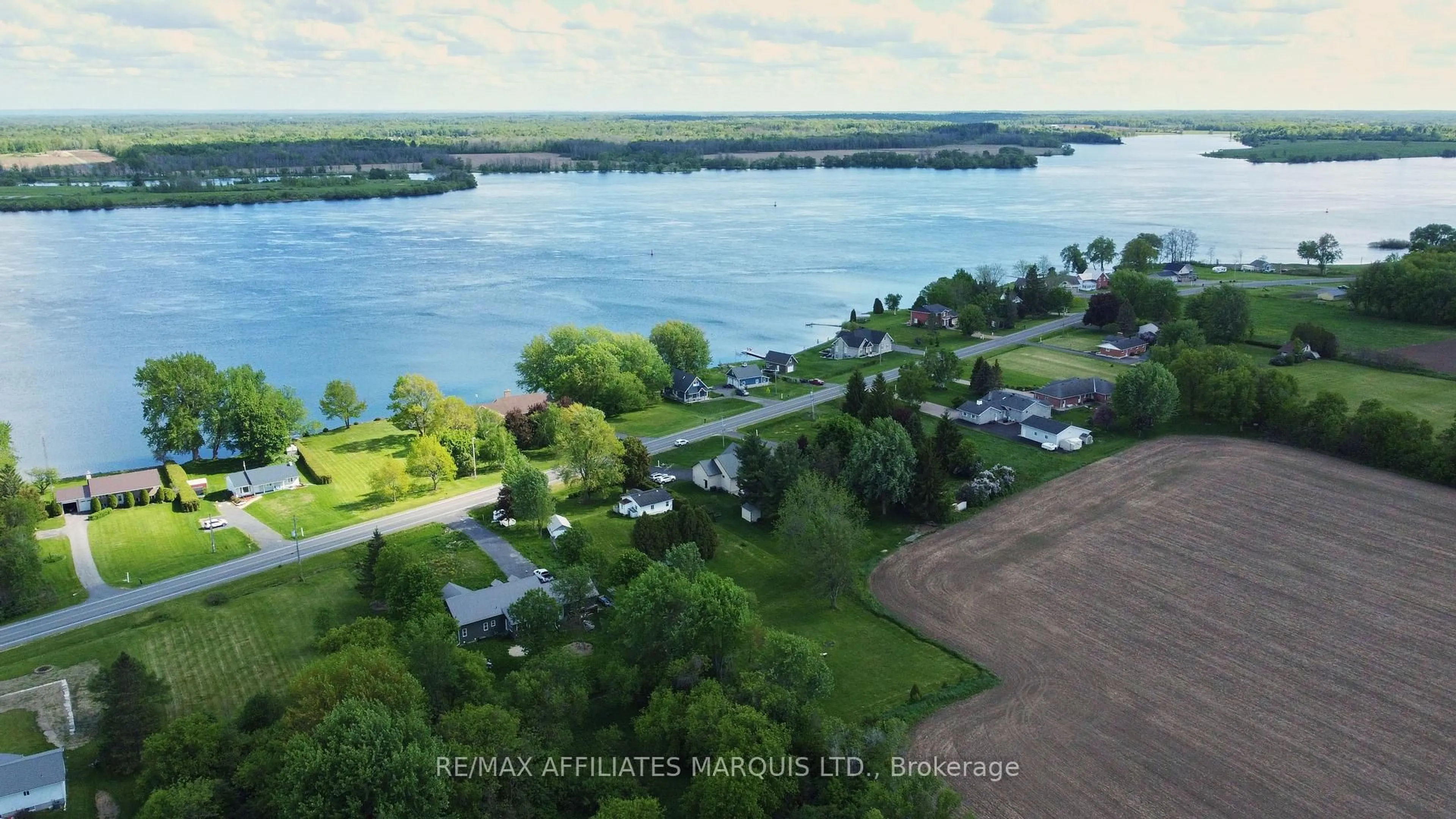A pic from outside/outdoor area/front of a property/back of a property/a pic from drone, water/lake/river/ocean view for 11481 Lakeshore Dr, South Dundas Ontario K0E 1K0