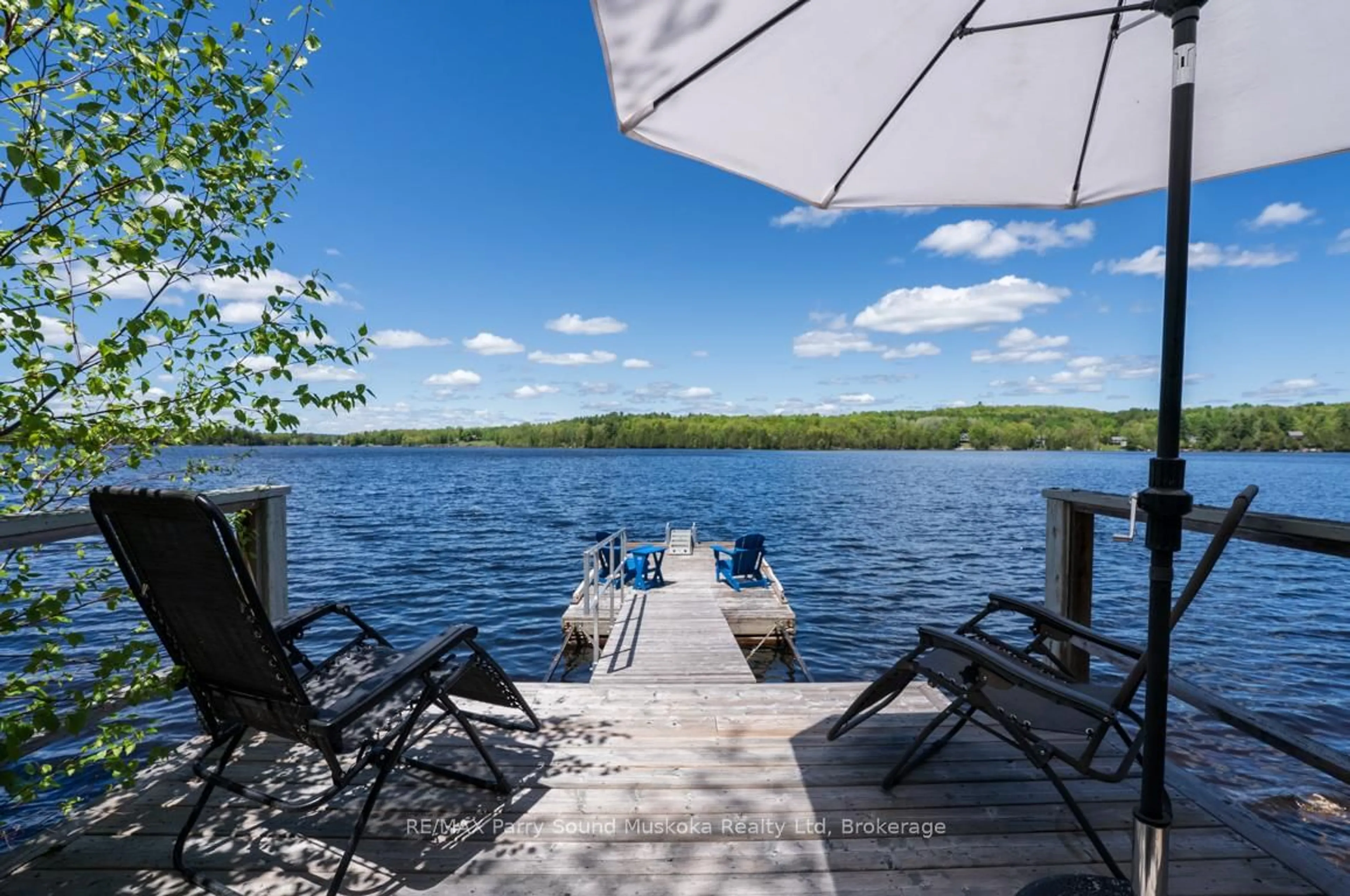 Patio, water/lake/river/ocean view for 48 White Birch Dr, Seguin Ontario P0C 1J0