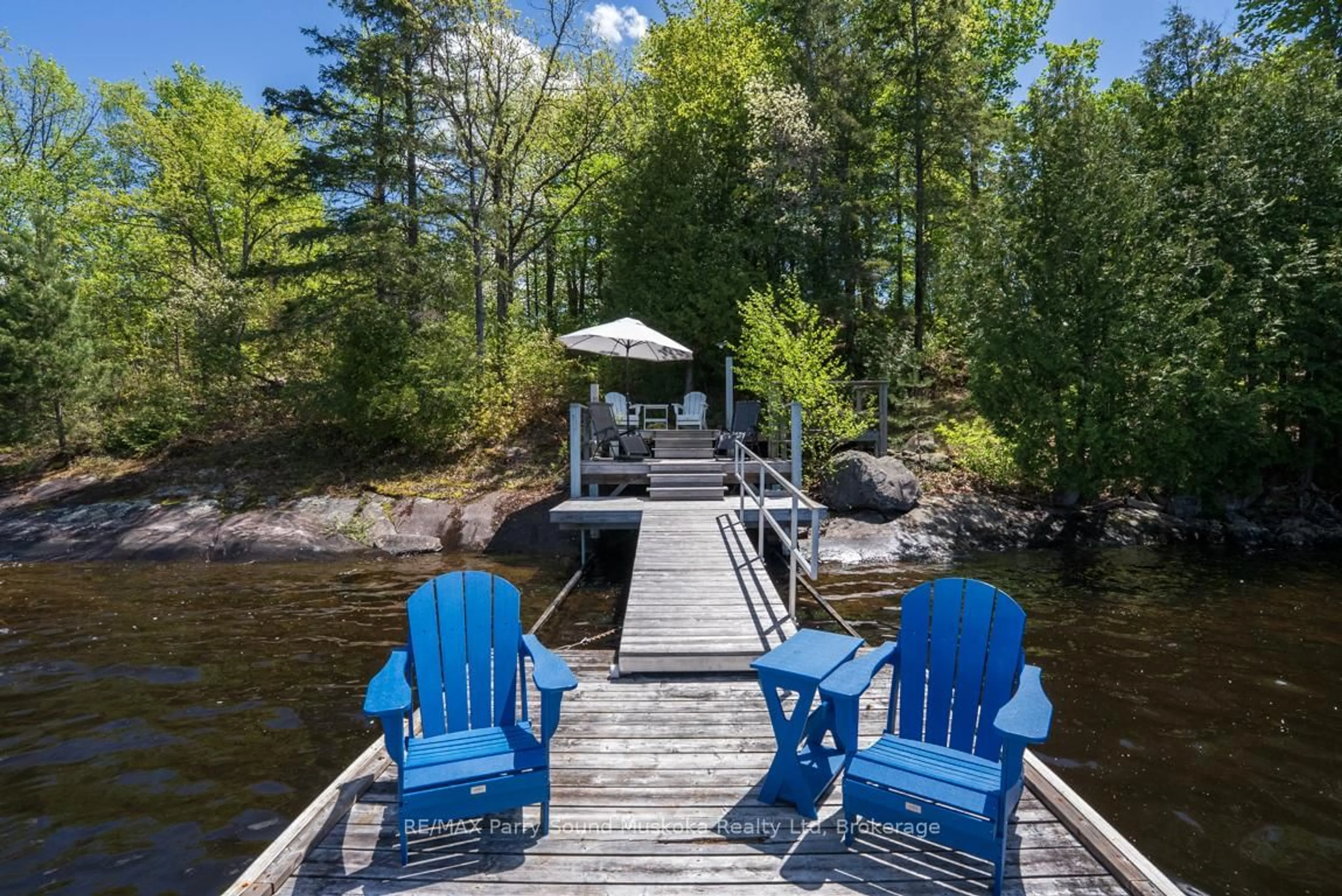 Patio, water/lake/river/ocean view for 48 White Birch Dr, Seguin Ontario P0C 1J0