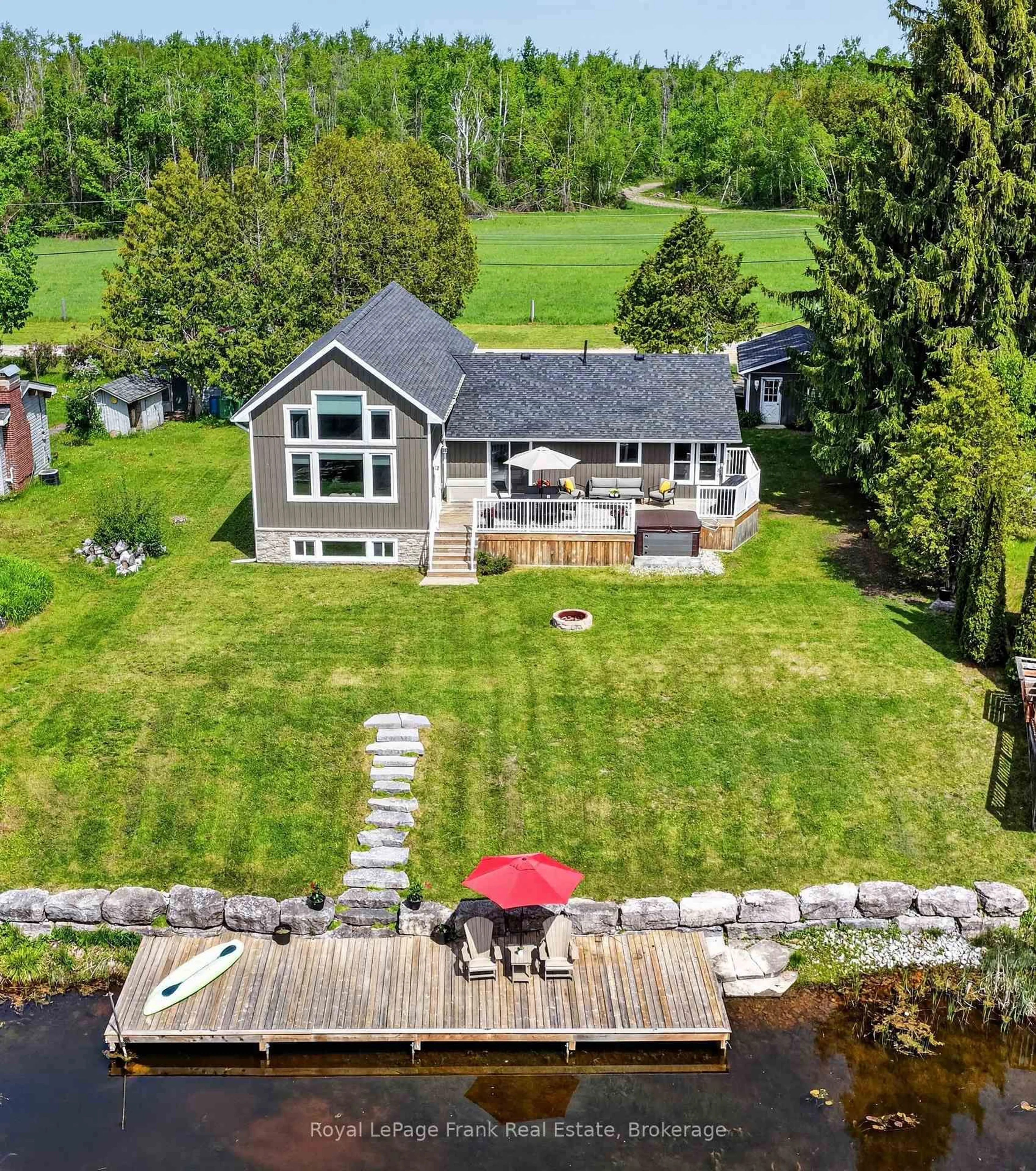 A pic from outside/outdoor area/front of a property/back of a property/a pic from drone, water/lake/river/ocean view for 34 Rideau Dr, Kawartha Lakes Ontario K0M 1N0