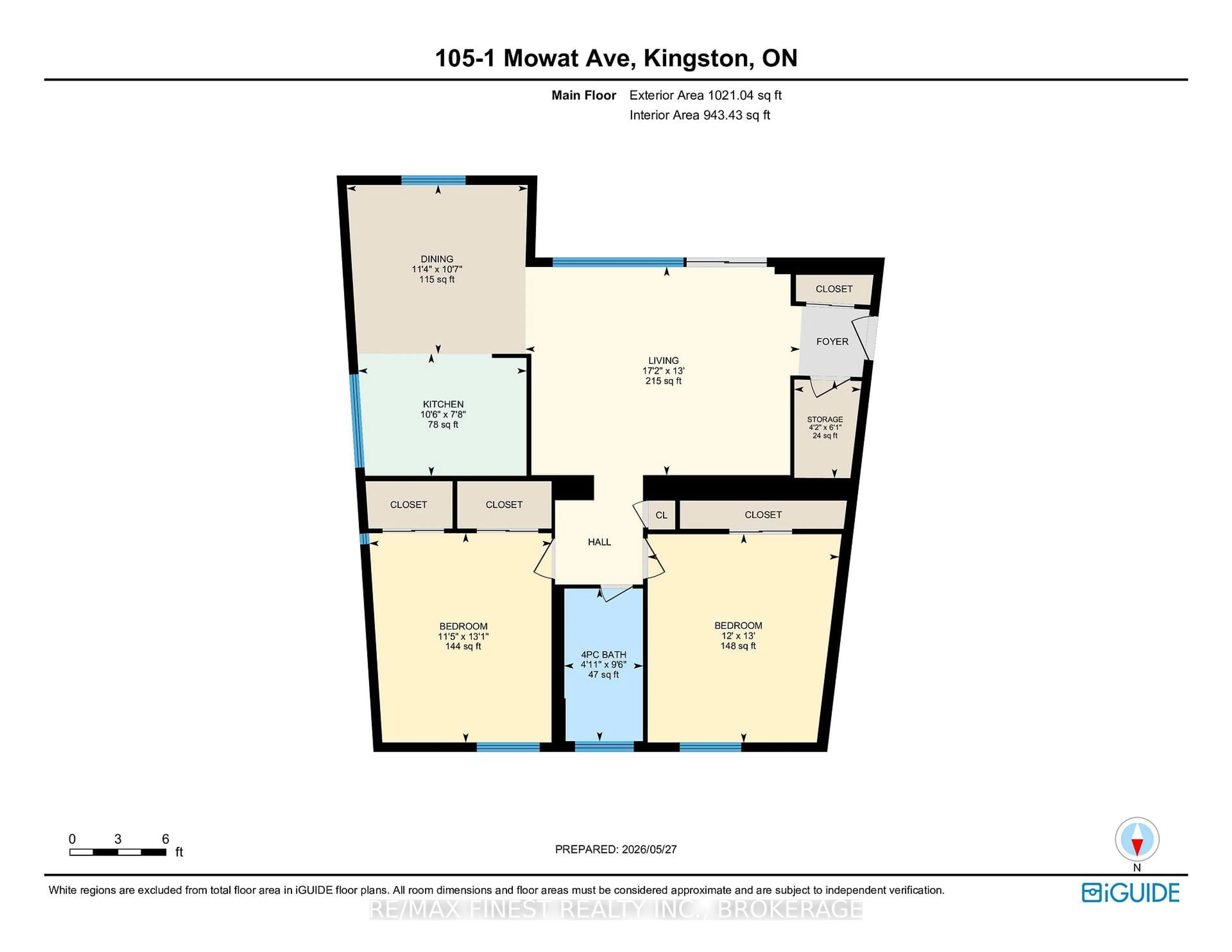 Floor plan for 1 Mowat Ave #105, Kingston Ontario K7M 1J8