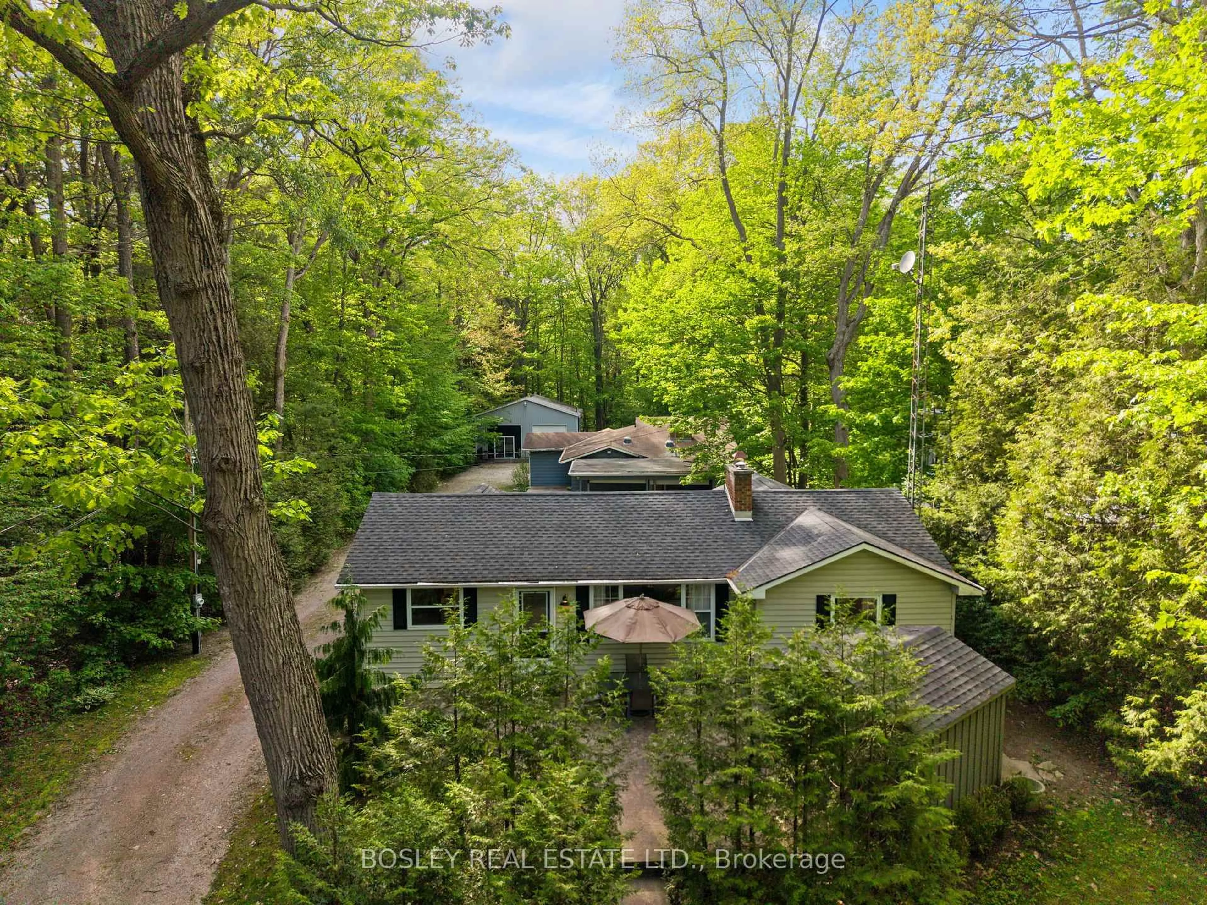 A pic from outside/outdoor area/front of a property/back of a property/a pic from drone, forest/trees view for 223 Ontario St, Lambton Shores Ontario N0M 1T0