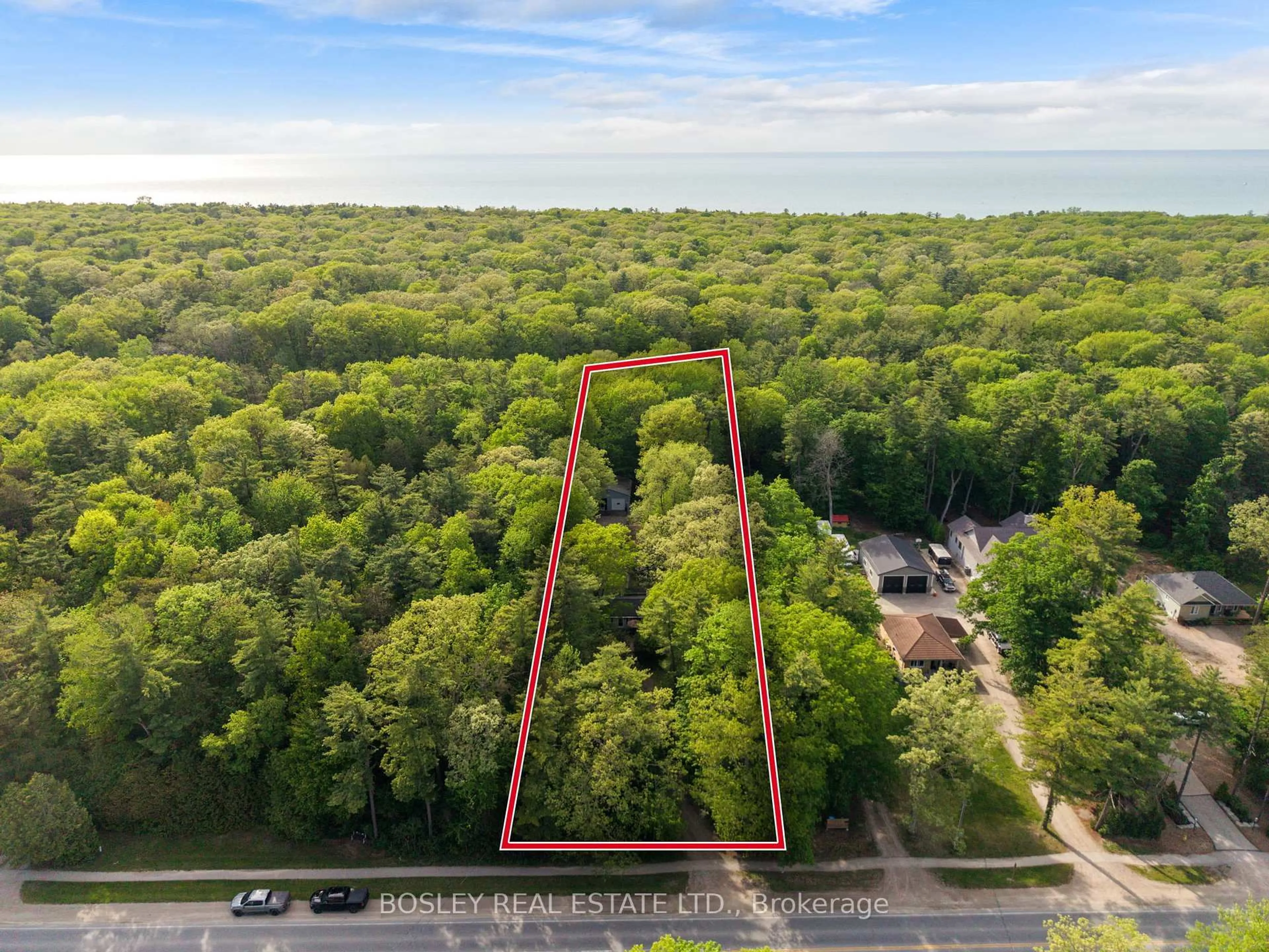 A pic from outside/outdoor area/front of a property/back of a property/a pic from drone, forest/trees view for 223 Ontario St, Lambton Shores Ontario N0M 1T0