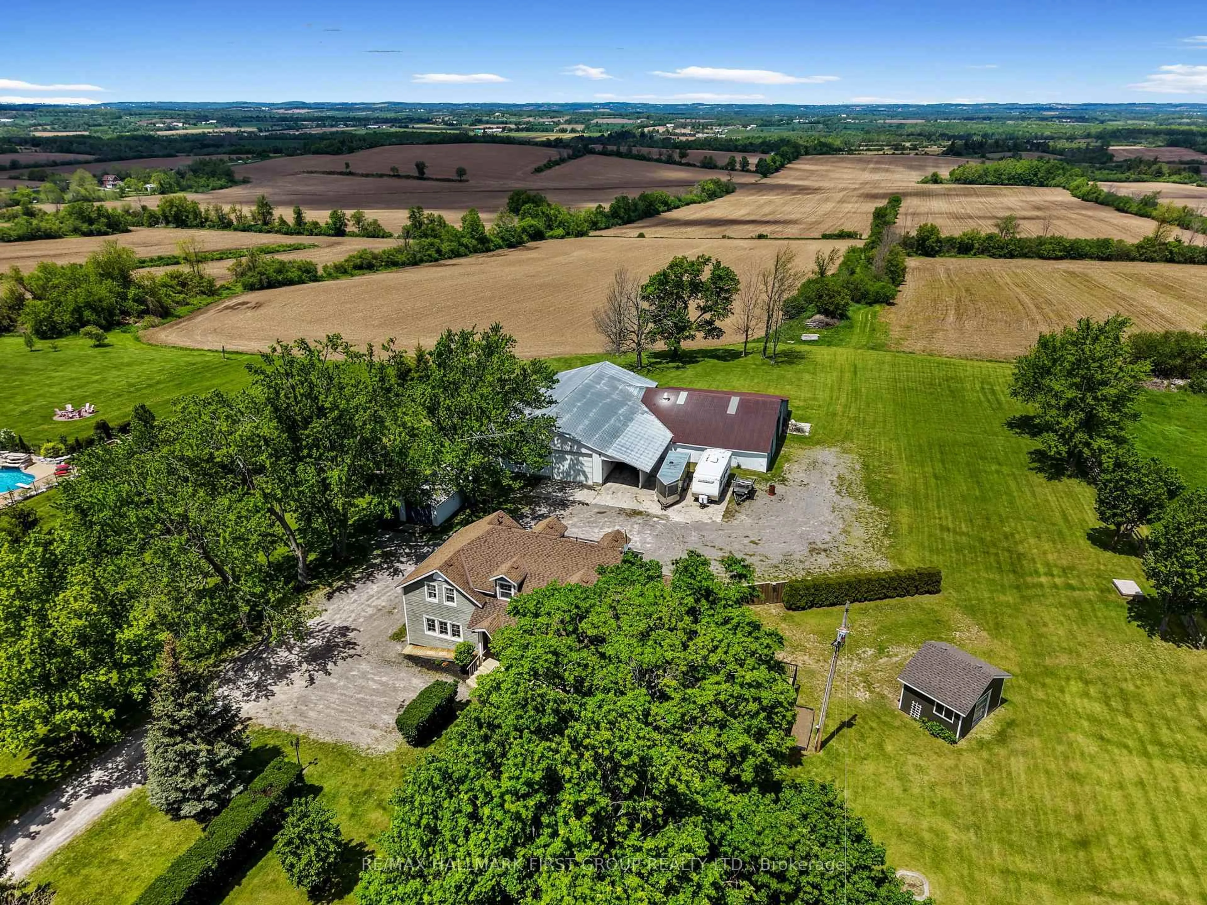 A pic from outside/outdoor area/front of a property/back of a property/a pic from drone, unknown for 100 County 2 Rd, Otonabee-South Monaghan Ontario L0A 1G0