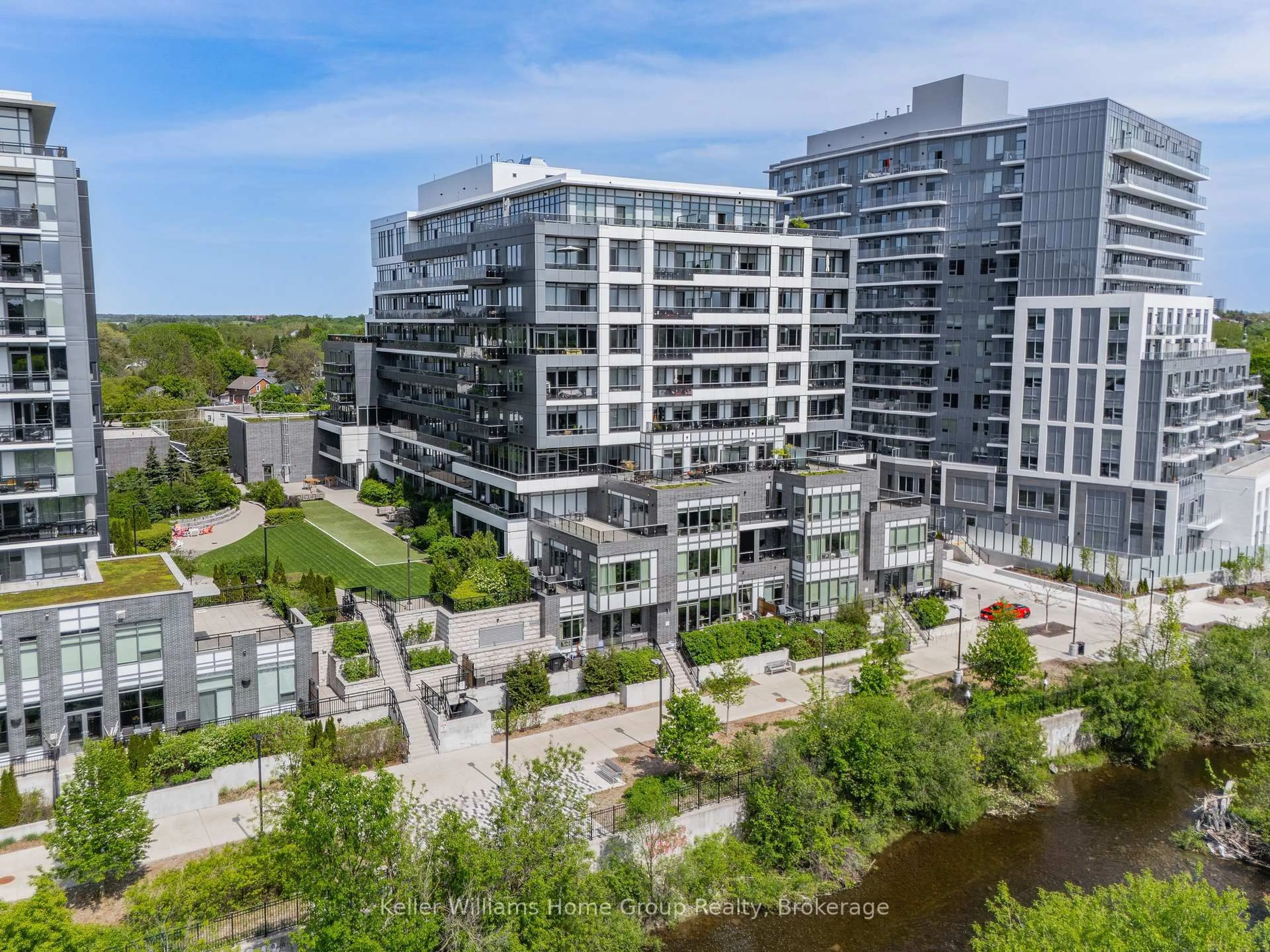 A pic from outside/outdoor area/front of a property/back of a property/a pic from drone, city buildings view from balcony for 73 Arthur St #701, Guelph Ontario N1E 0S6