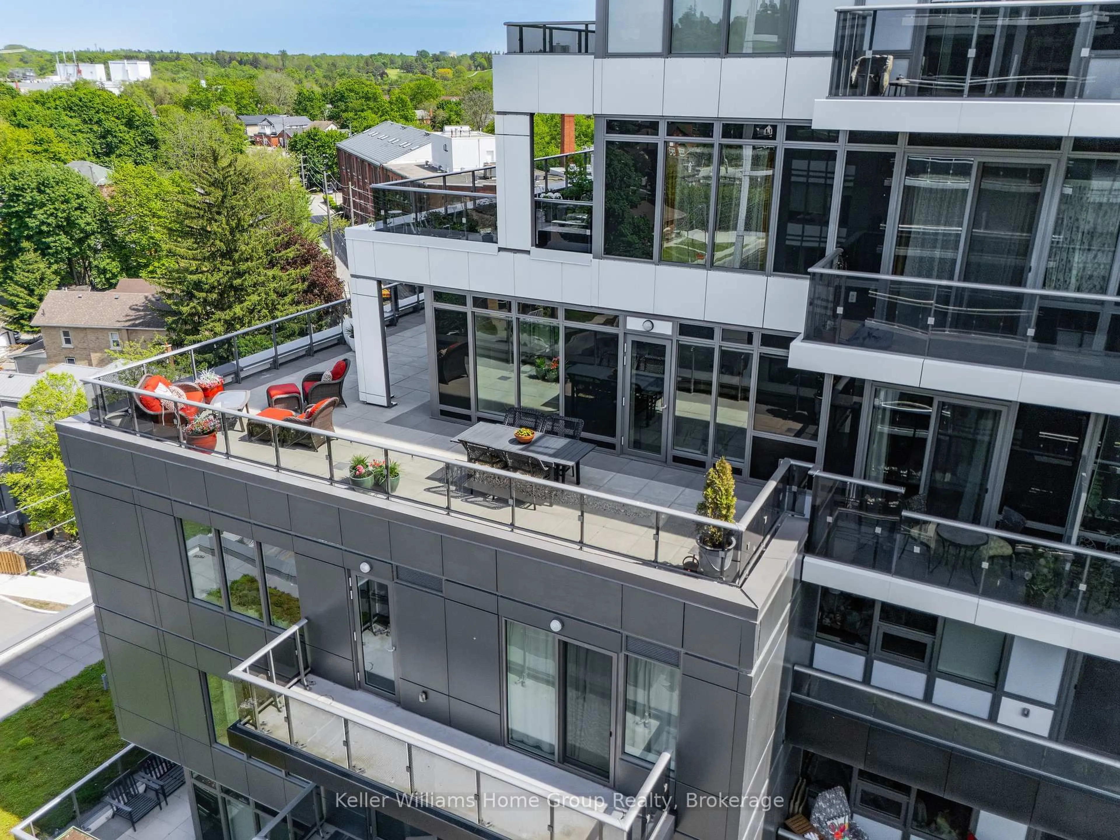 A pic from outside/outdoor area/front of a property/back of a property/a pic from drone, city buildings view from balcony for 73 Arthur St #701, Guelph Ontario N1E 0S6