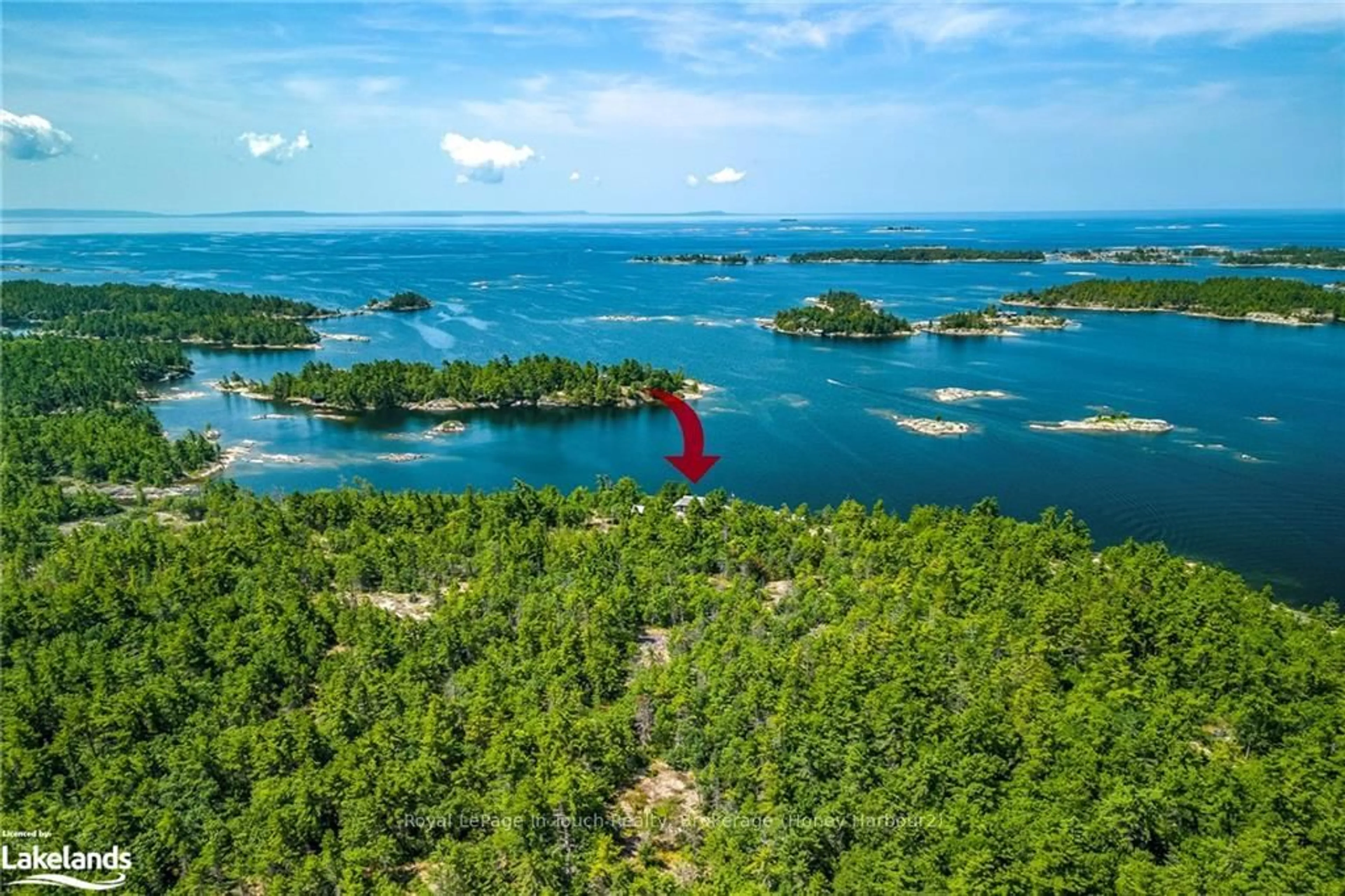 A pic from outside/outdoor area/front of a property/back of a property/a pic from drone, water/lake/river/ocean view for 3584 ISLAND 3420, Georgian Bay Ontario P0E 1E0