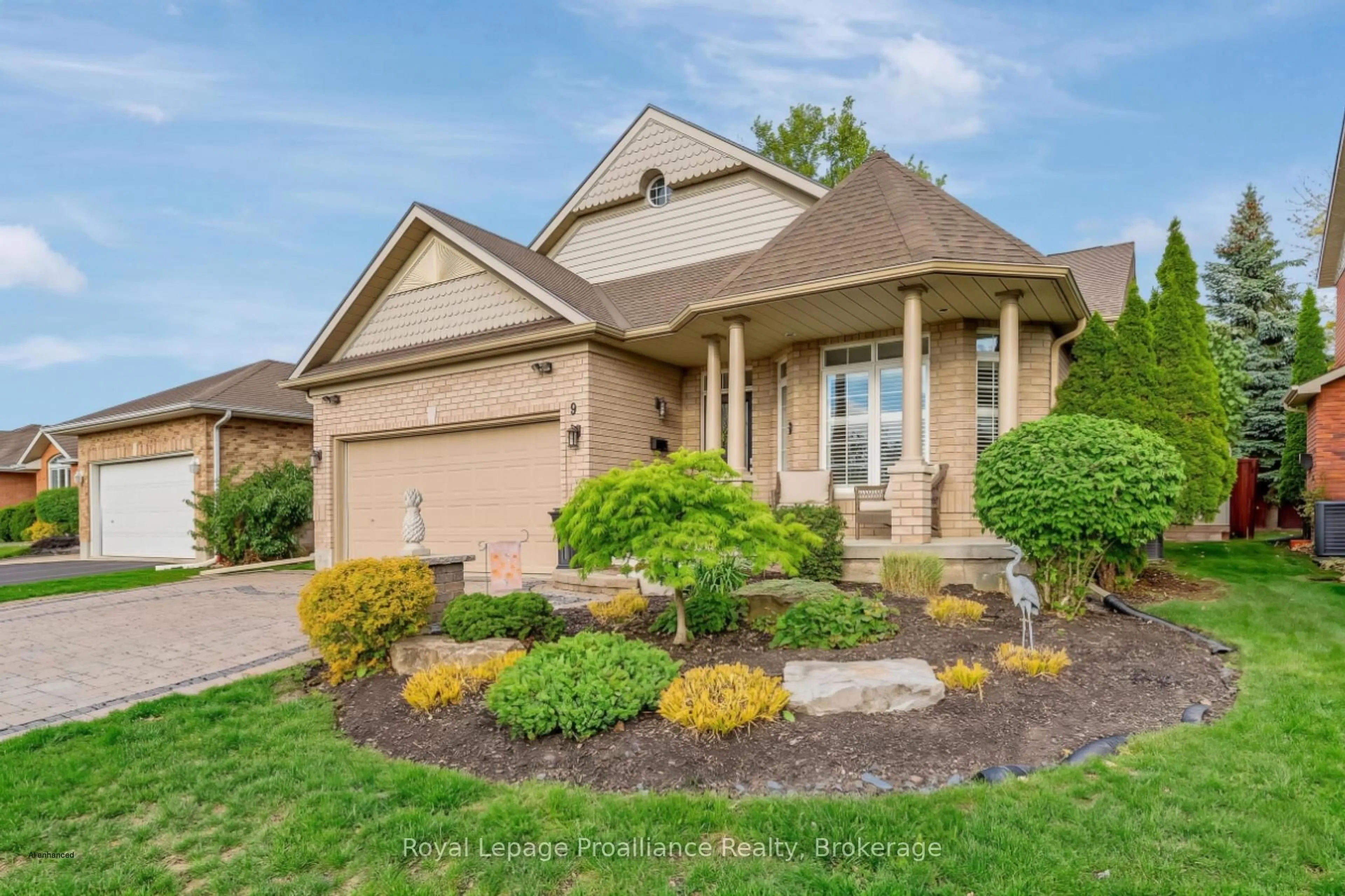 Home with brick exterior material, street for 9 Spruce Gdns, Belleville Ontario K8N 5W3