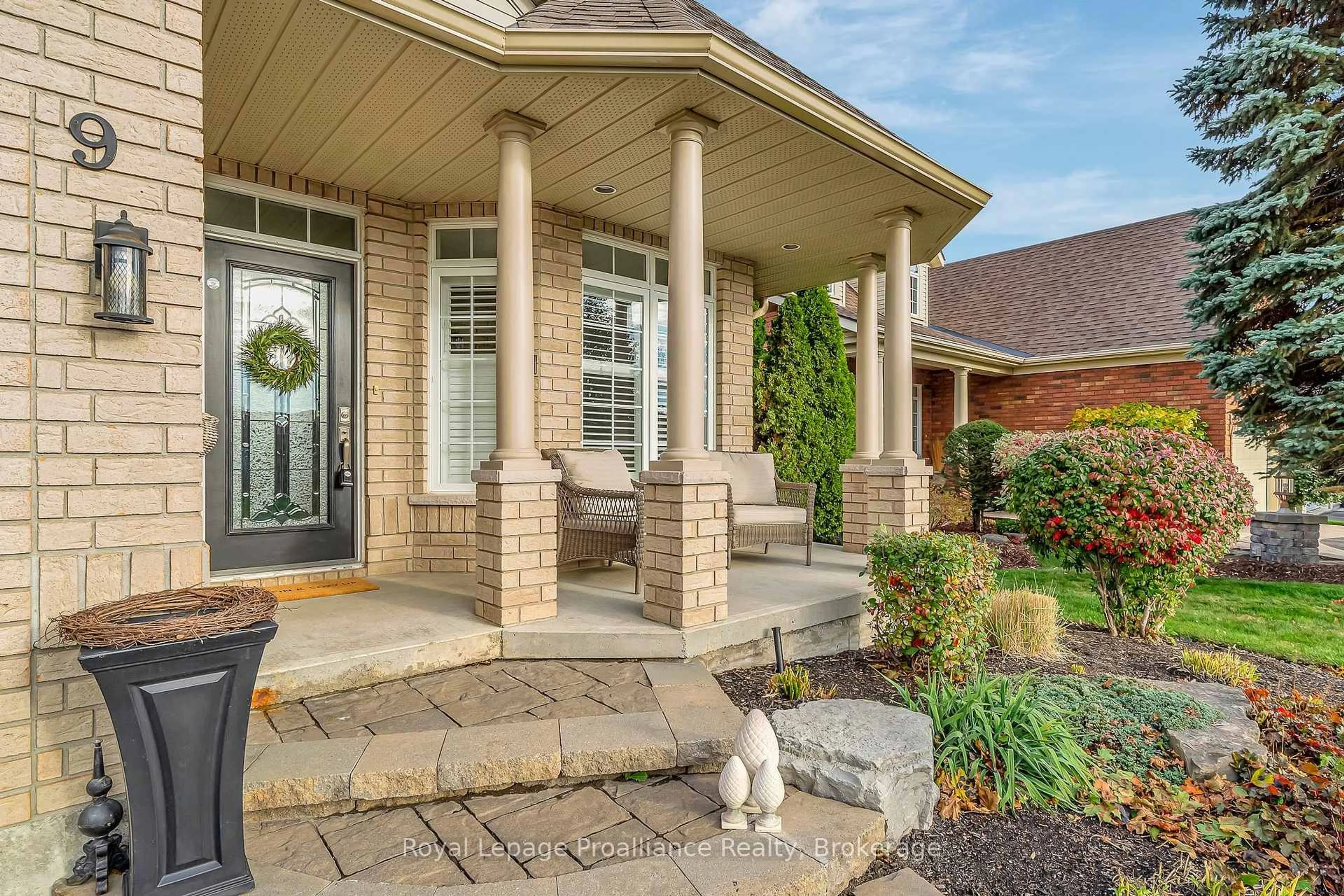 Home with brick exterior material, street for 9 Spruce Gdns, Belleville Ontario K8N 5W3