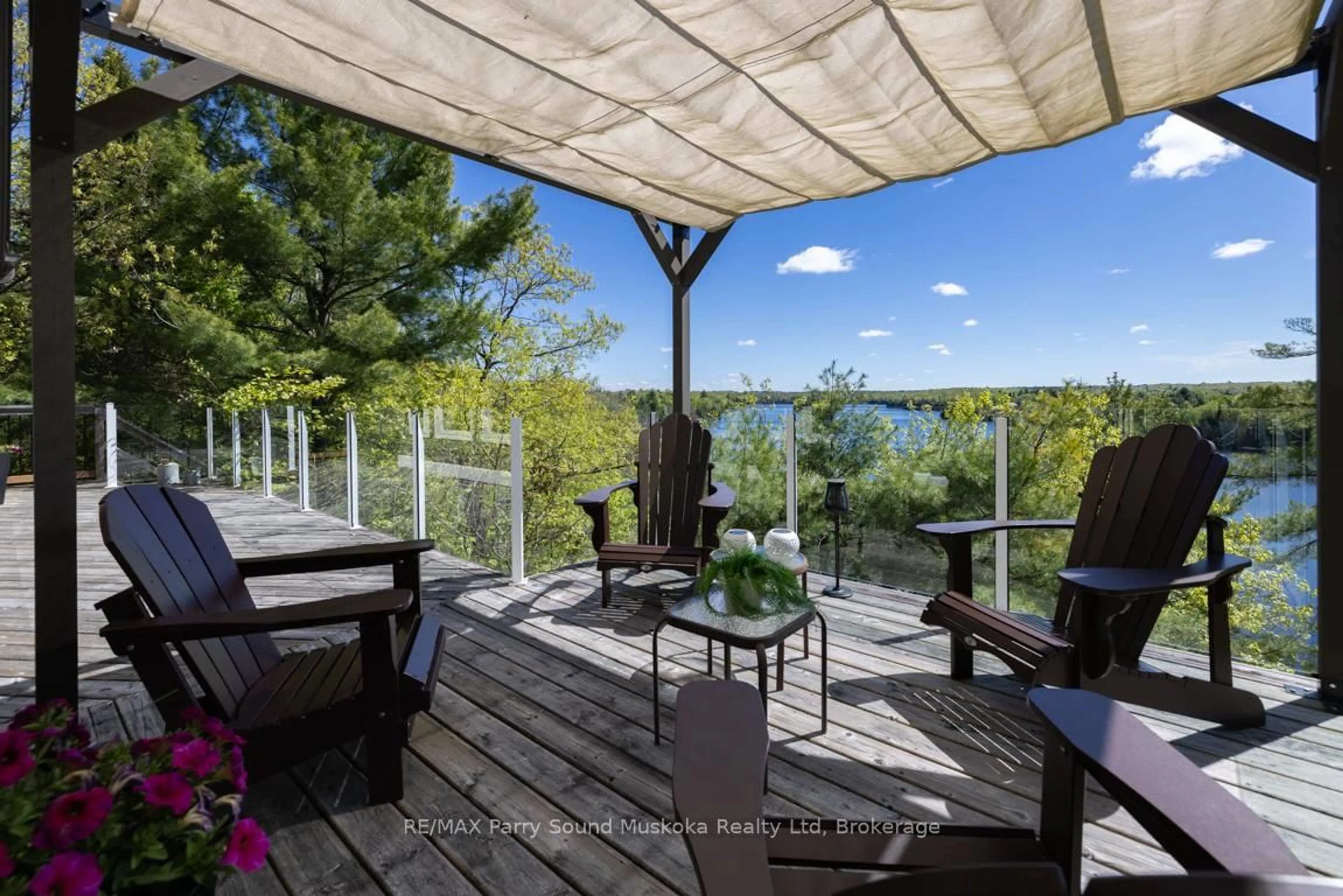 Patio, water/lake/river/ocean view for 219 Dunchurch Estates Rd, Whitestone Ontario P0A 1G0