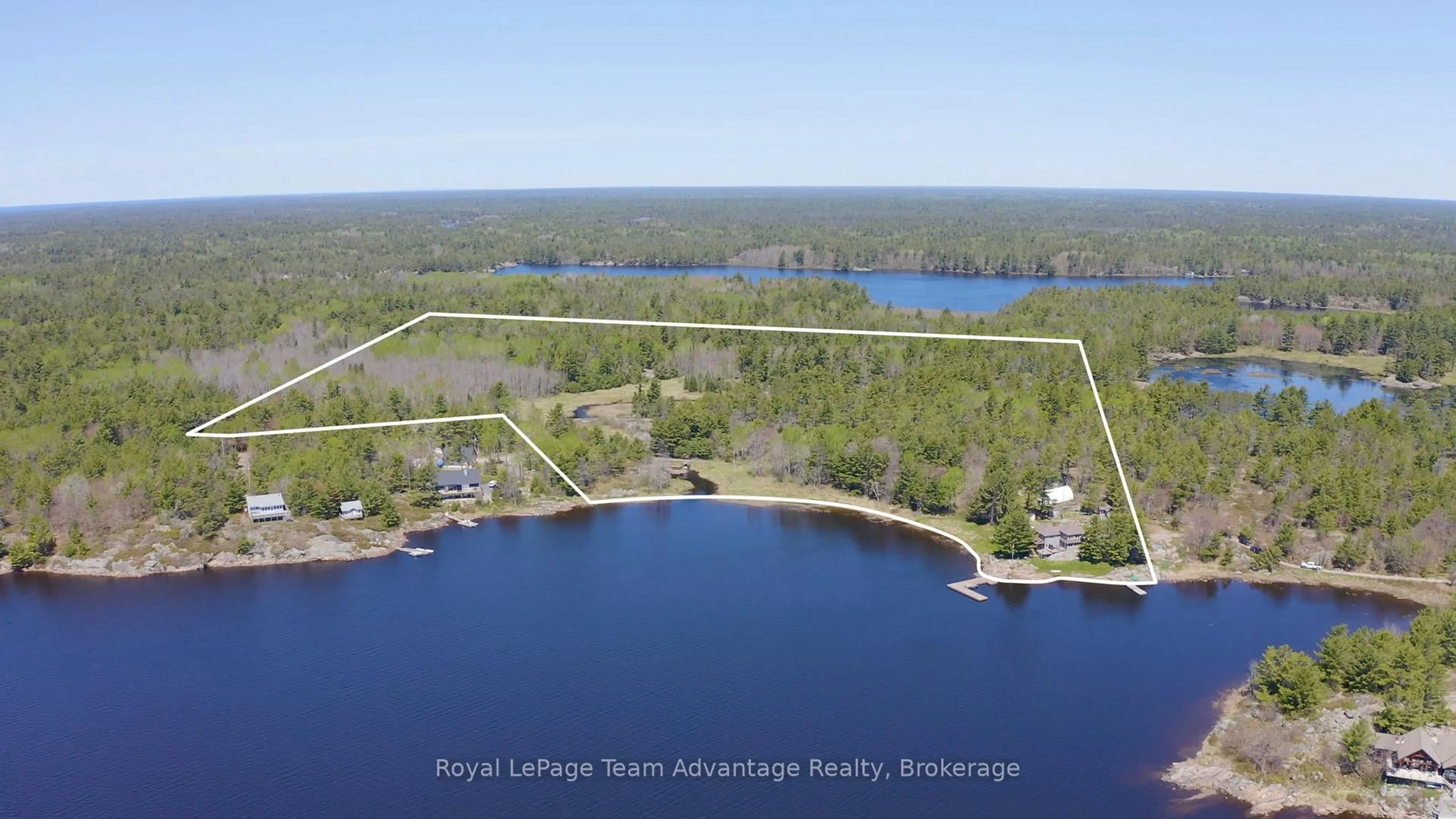 A pic from outside/outdoor area/front of a property/back of a property/a pic from drone, water/lake/river/ocean view for 121 Rattlebear Dr, The Archipelago Ontario P0G 1K0