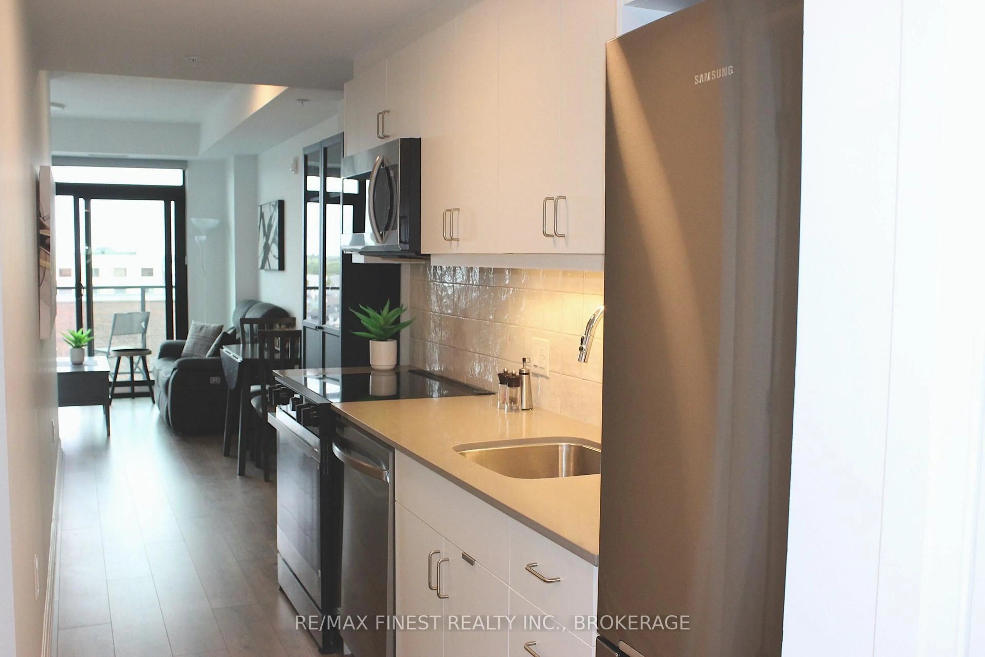 Open concept kitchen, ceramic/tile floor for 223 Princess St #505, Kingston Ontario K7L 1B3