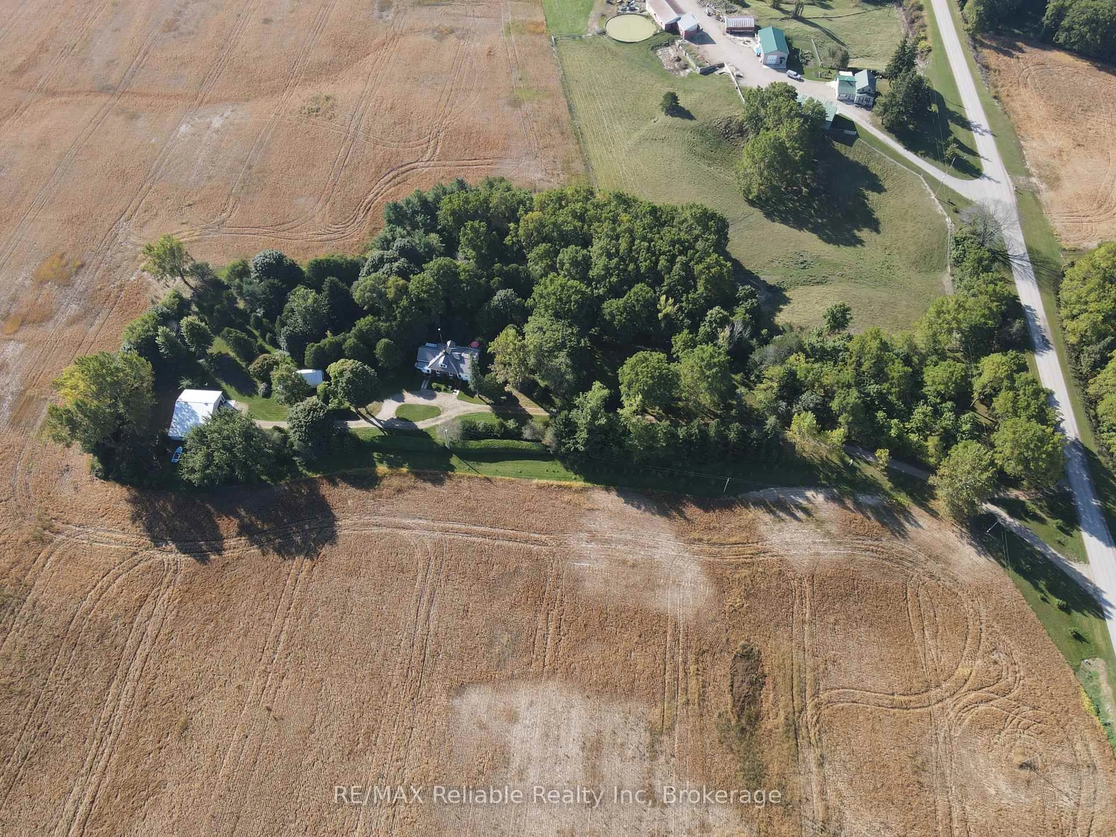 A pic from outside/outdoor area/front of a property/back of a property/a pic from drone, forest/trees view for 79198 Porters Hill Line, Central Huron Ontario N7A 3X8