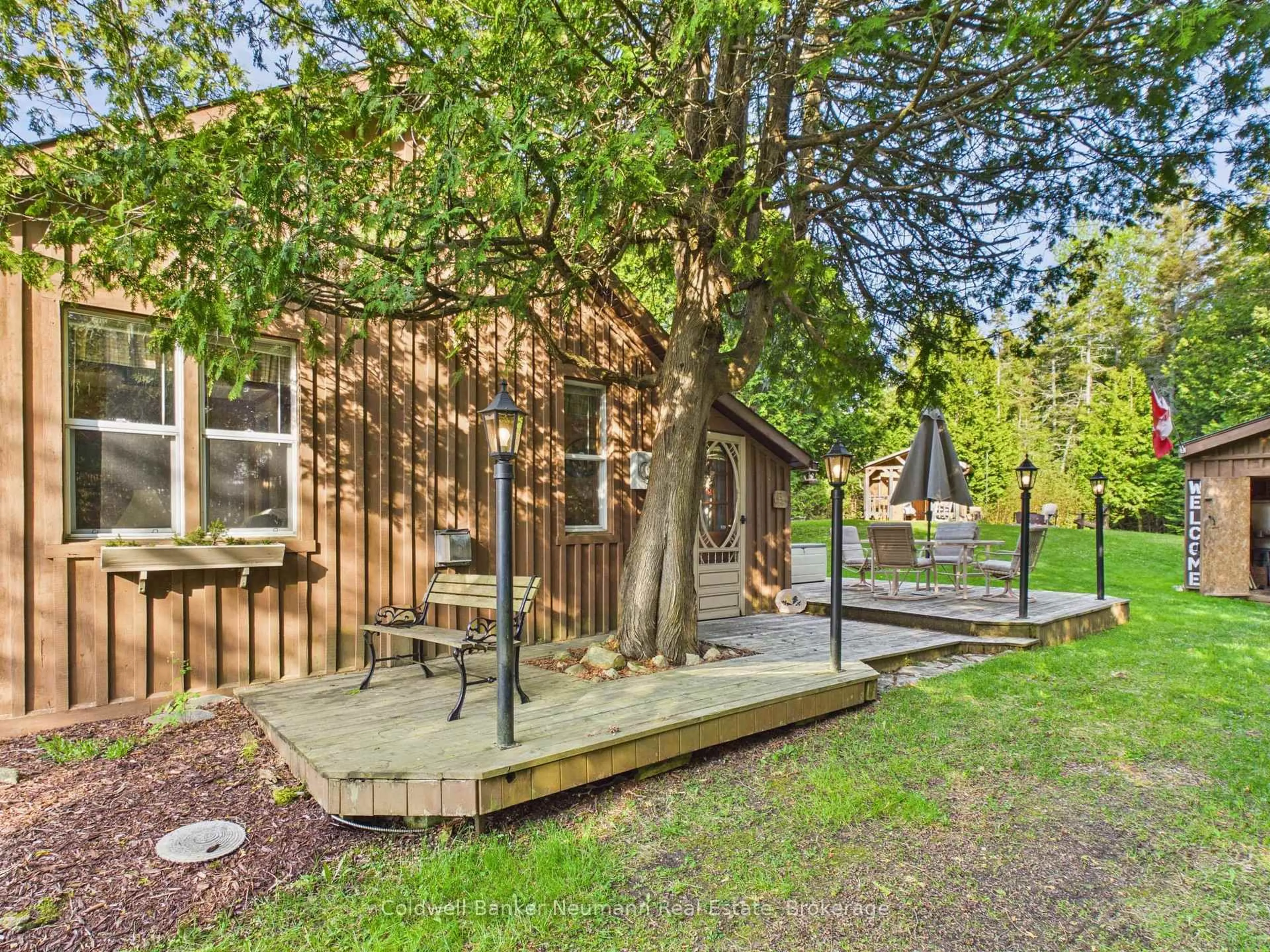 Patio, forest/trees view for 857 Pike Bay Rd, Northern Bruce Peninsula Ontario N0H 1X0