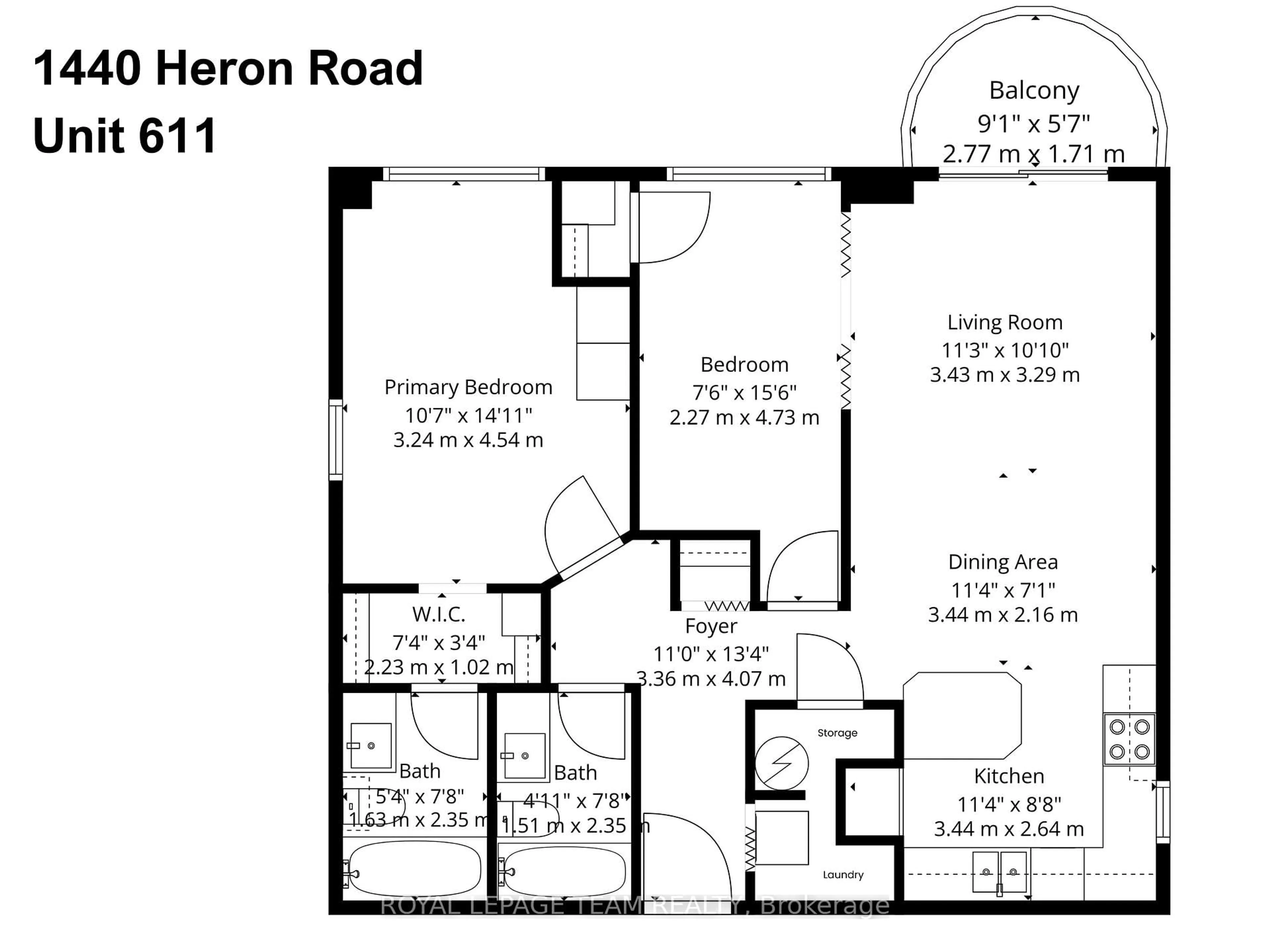 Floor plan for 1440 Heron Rd #611, Ottawa Ontario K1V 0X2