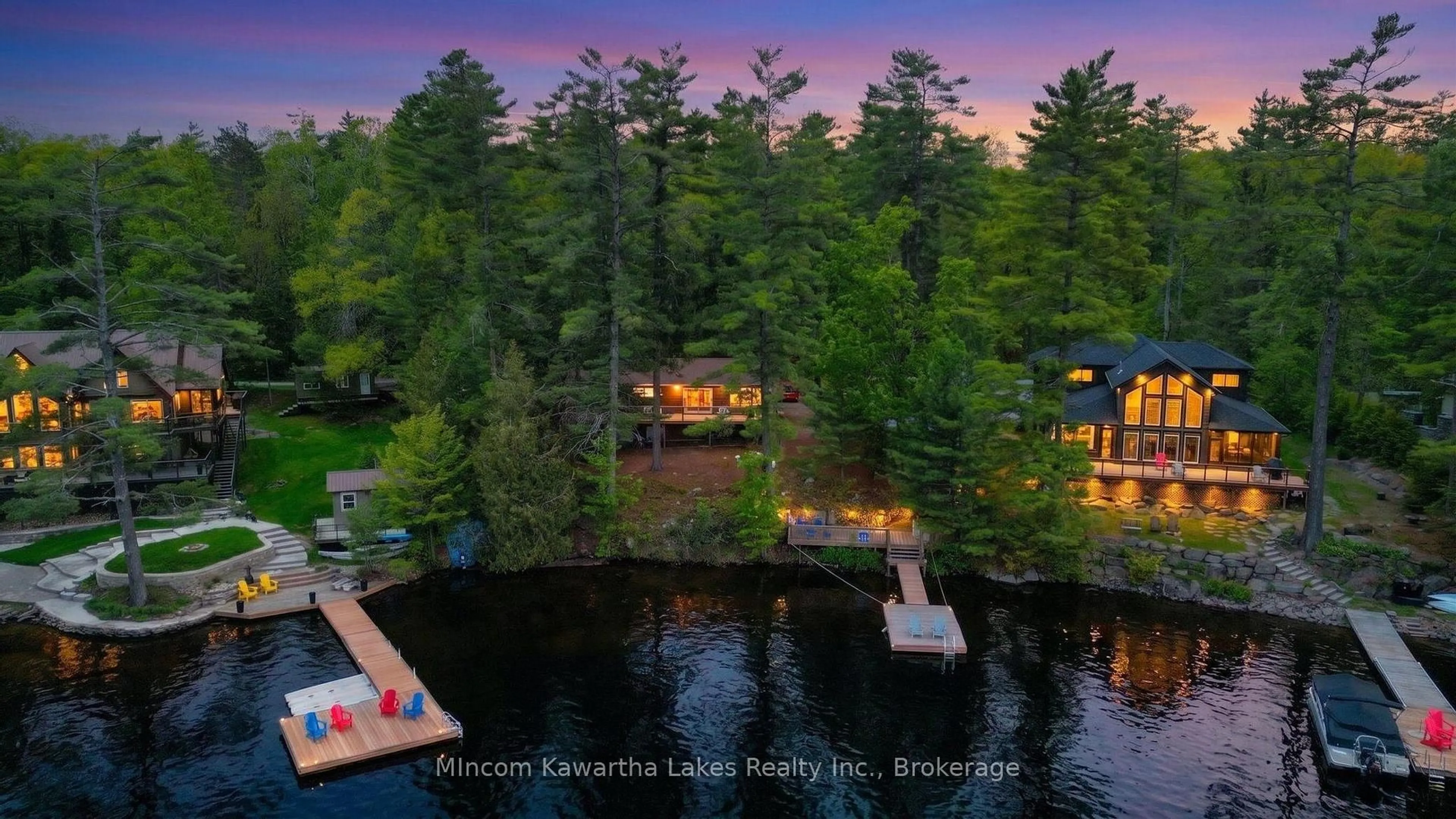 A pic from outside/outdoor area/front of a property/back of a property/a pic from drone, water/lake/river/ocean view for 24 Fire Route 172, Trent Lakes Ontario K0L 1J0