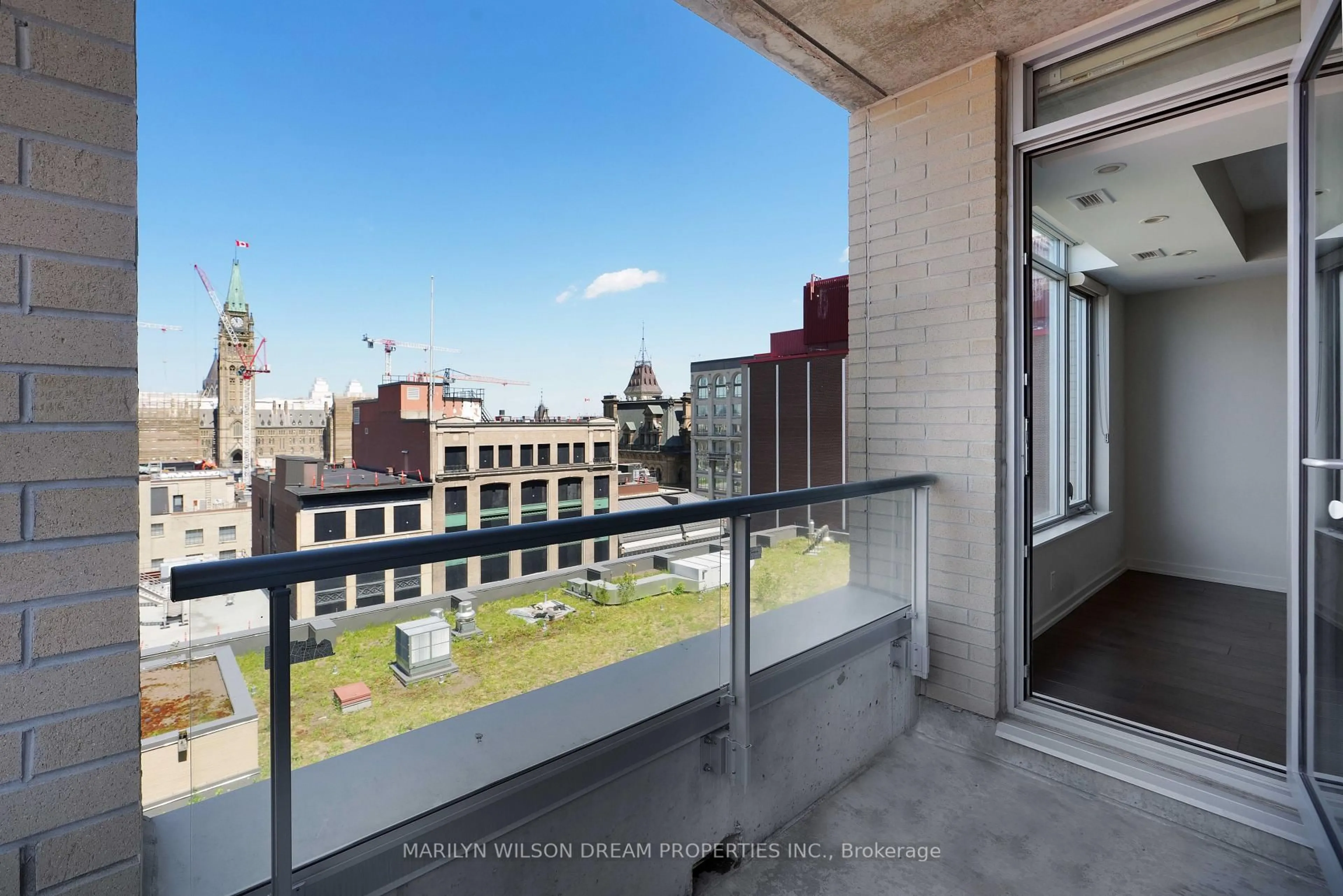 Balcony in the apartment, city buildings view from balcony for 101 Queen St #1004, Ottawa Ontario K1B 0P7