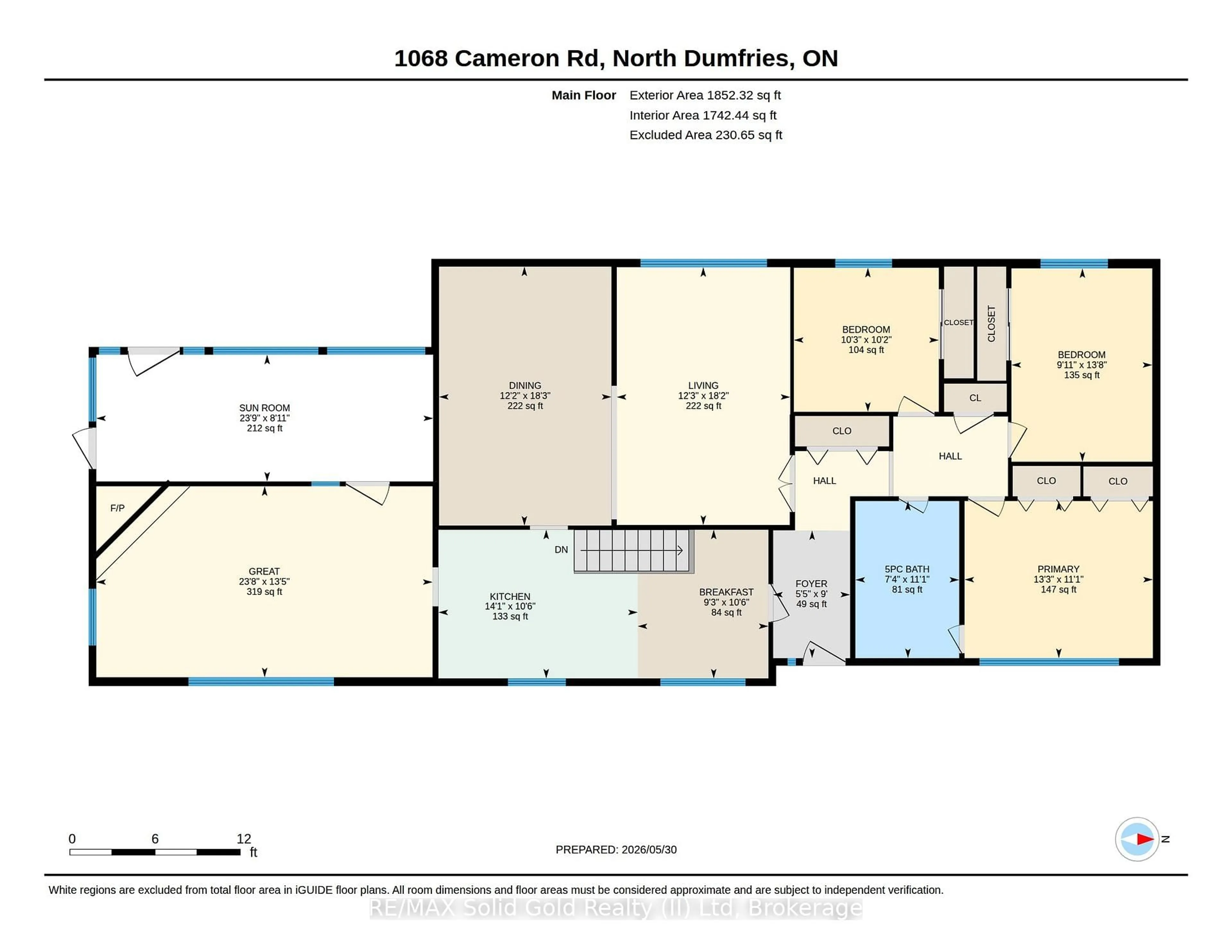 Floor plan for 1068 Cameron Rd, North Dumfries Ontario N0B 1E0