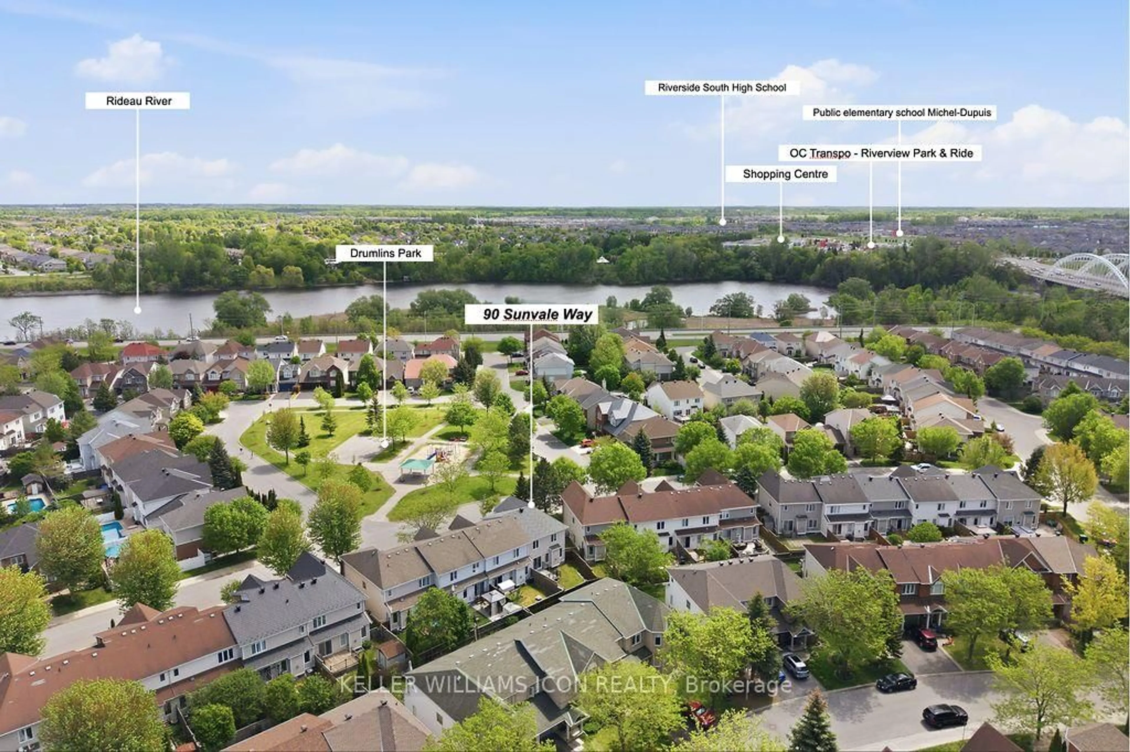 A pic from outside/outdoor area/front of a property/back of a property/a pic from drone, unknown for 90 Sunvale Way, Ottawa Ontario K2G 6X4